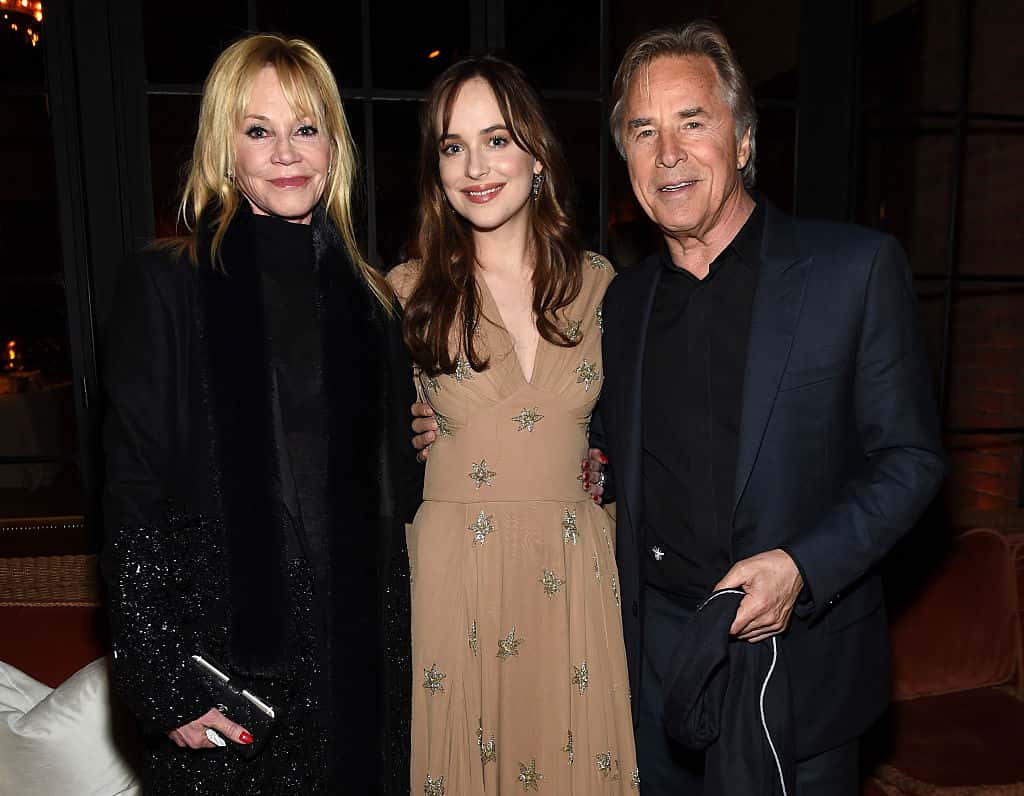Melanie Griffith, Dakota Johnson, and Don Johnson at the New York premiere of "How To Be Single"