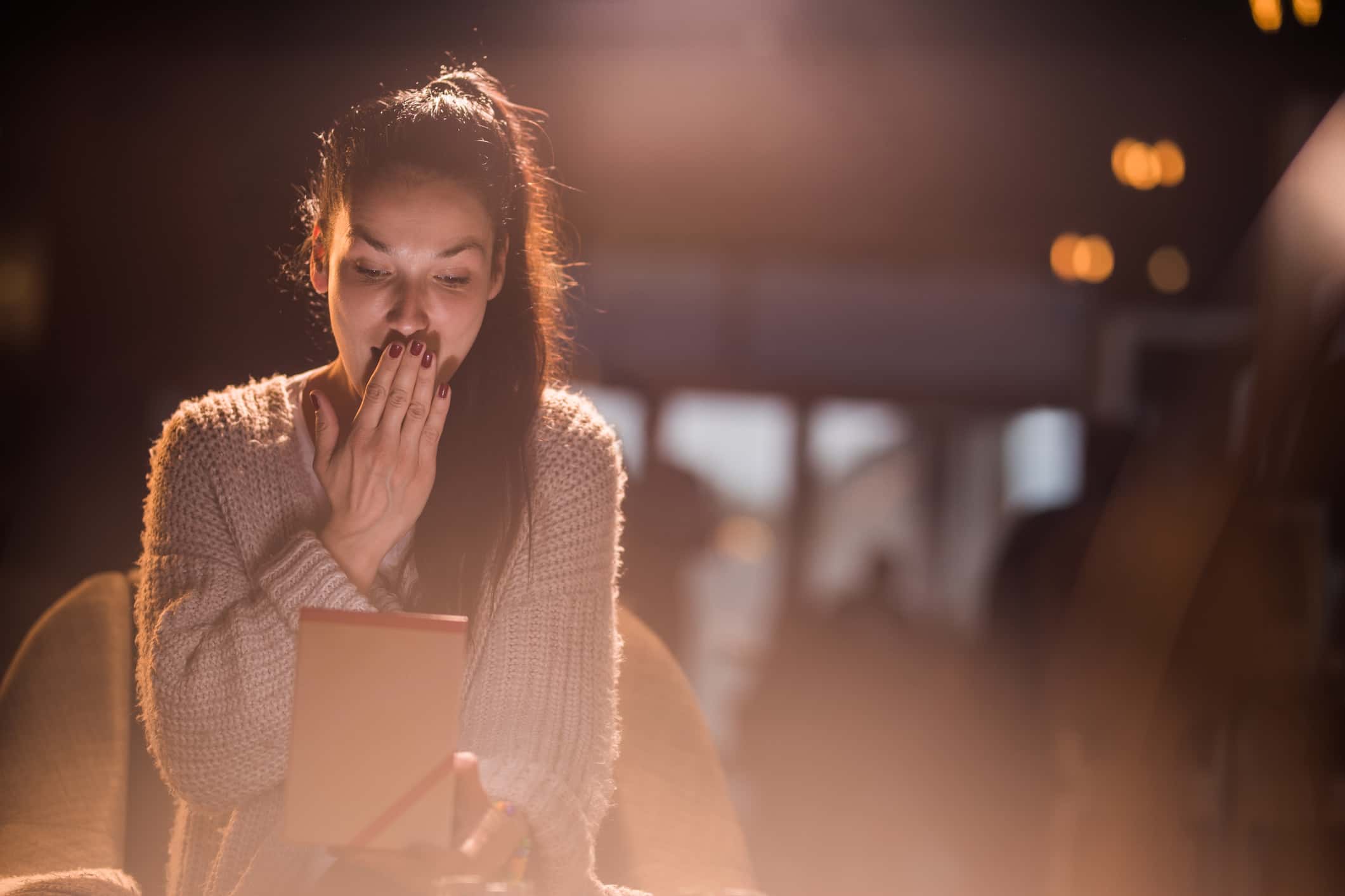 Oh my God, what a beautiful present, reaction.