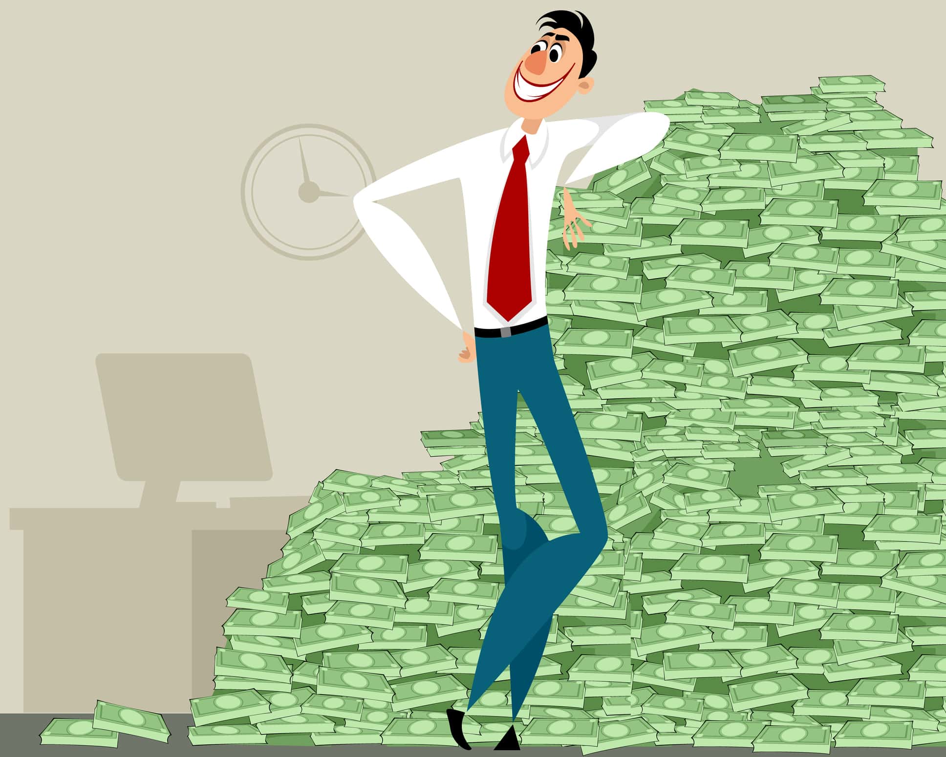 Smiling successful businessman illustration