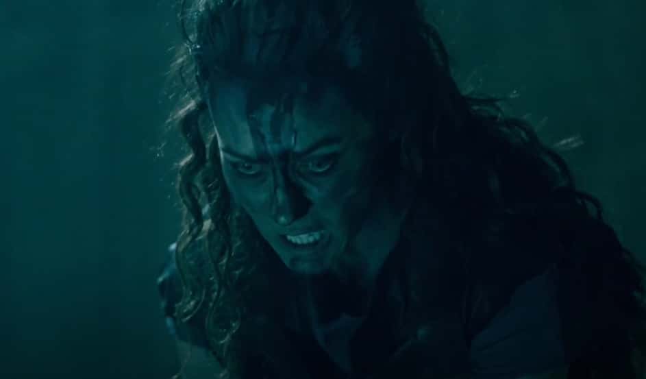 Angry Boudica in traditional clothes