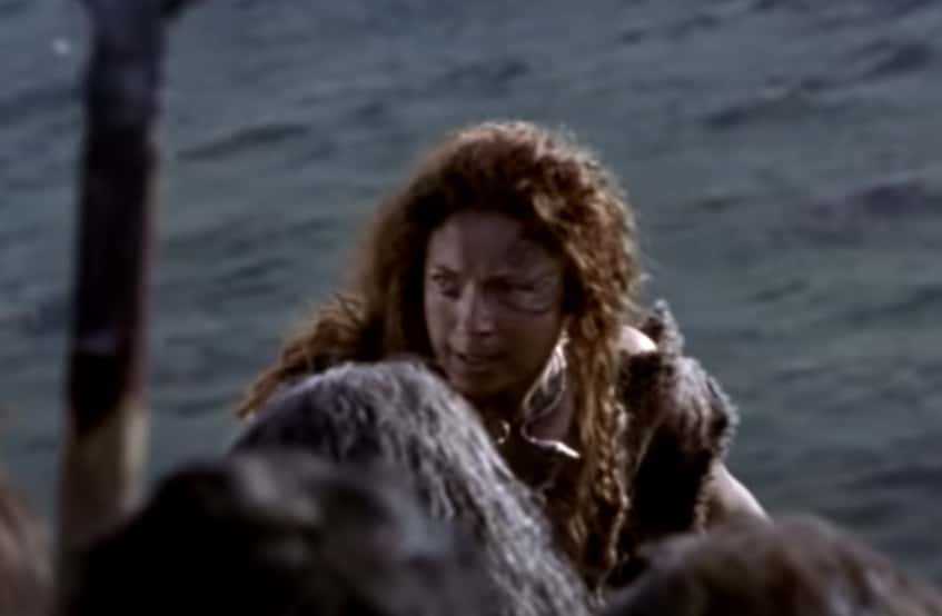 Boudica in warrior make up and clothes