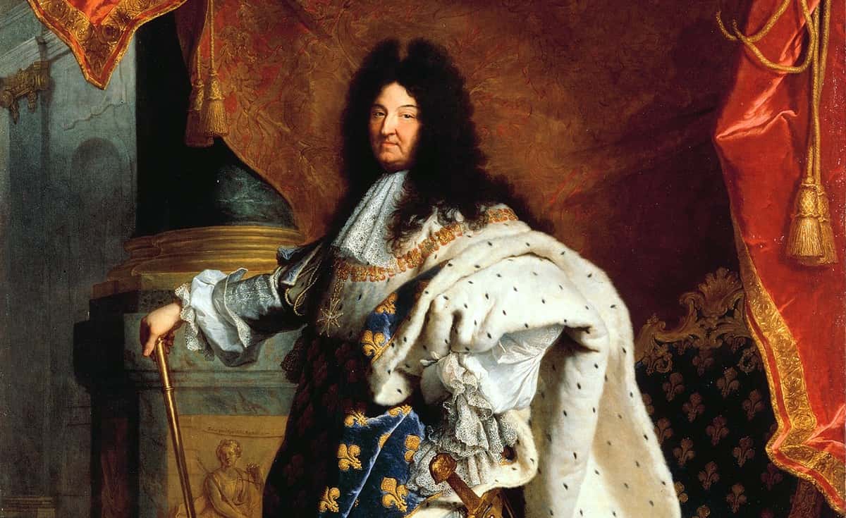 A drawing of King Louis XIV, that is hanging in the Palace of Versailles. - between 1700 and 1701