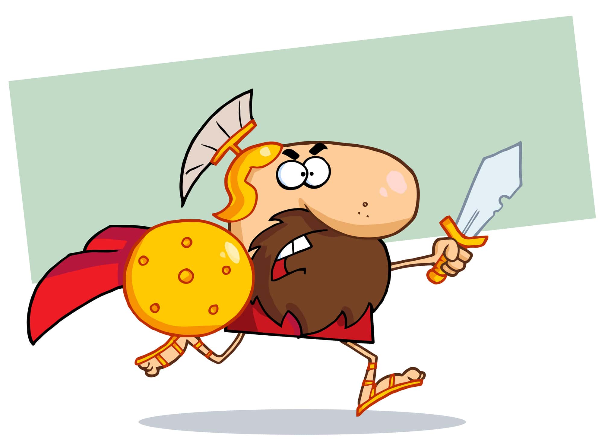 Gladiator Running With A Shield And Sword