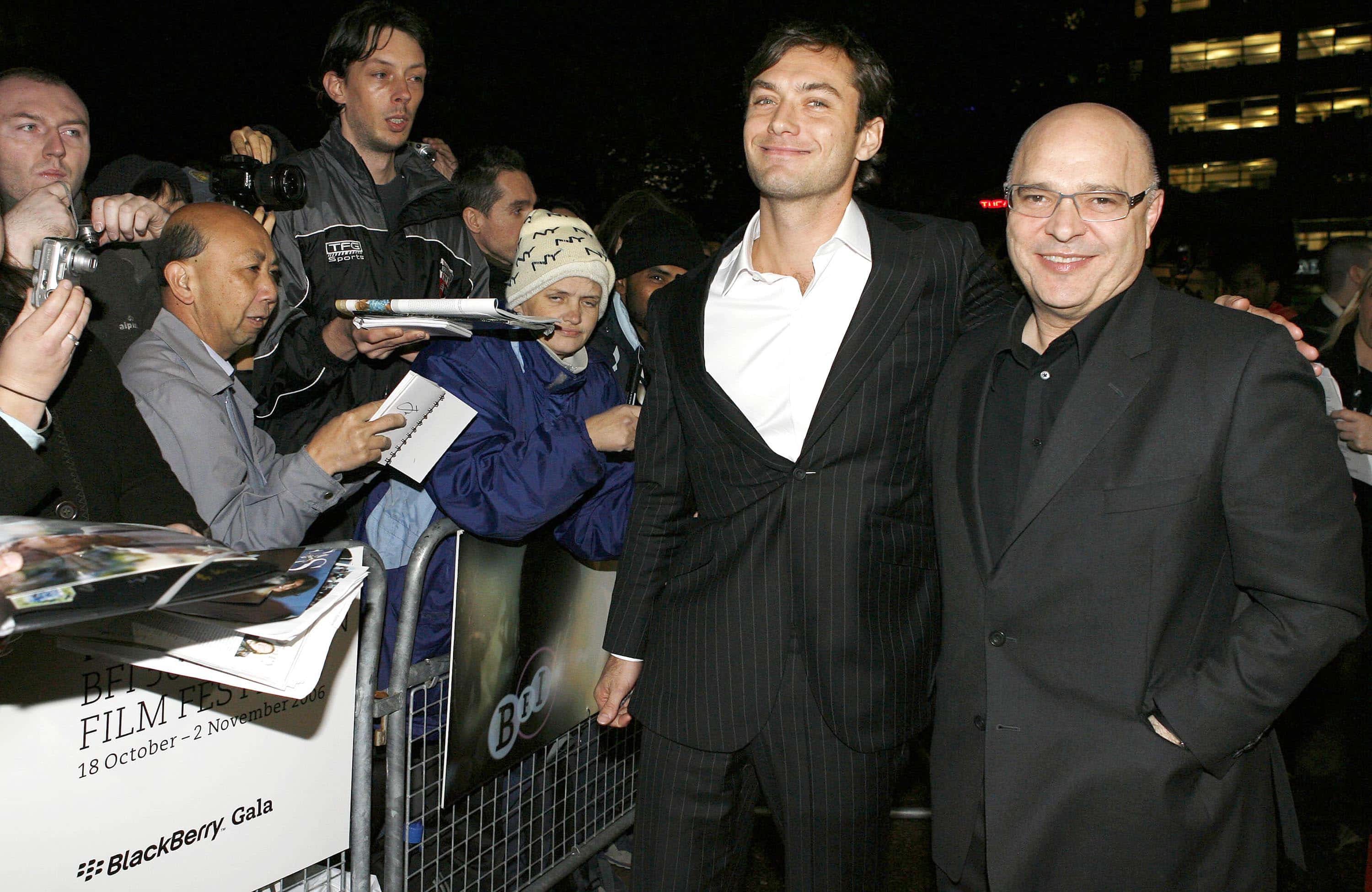 Jude Law and Anthony Minghella during The Times BFI 50th London Film Festival