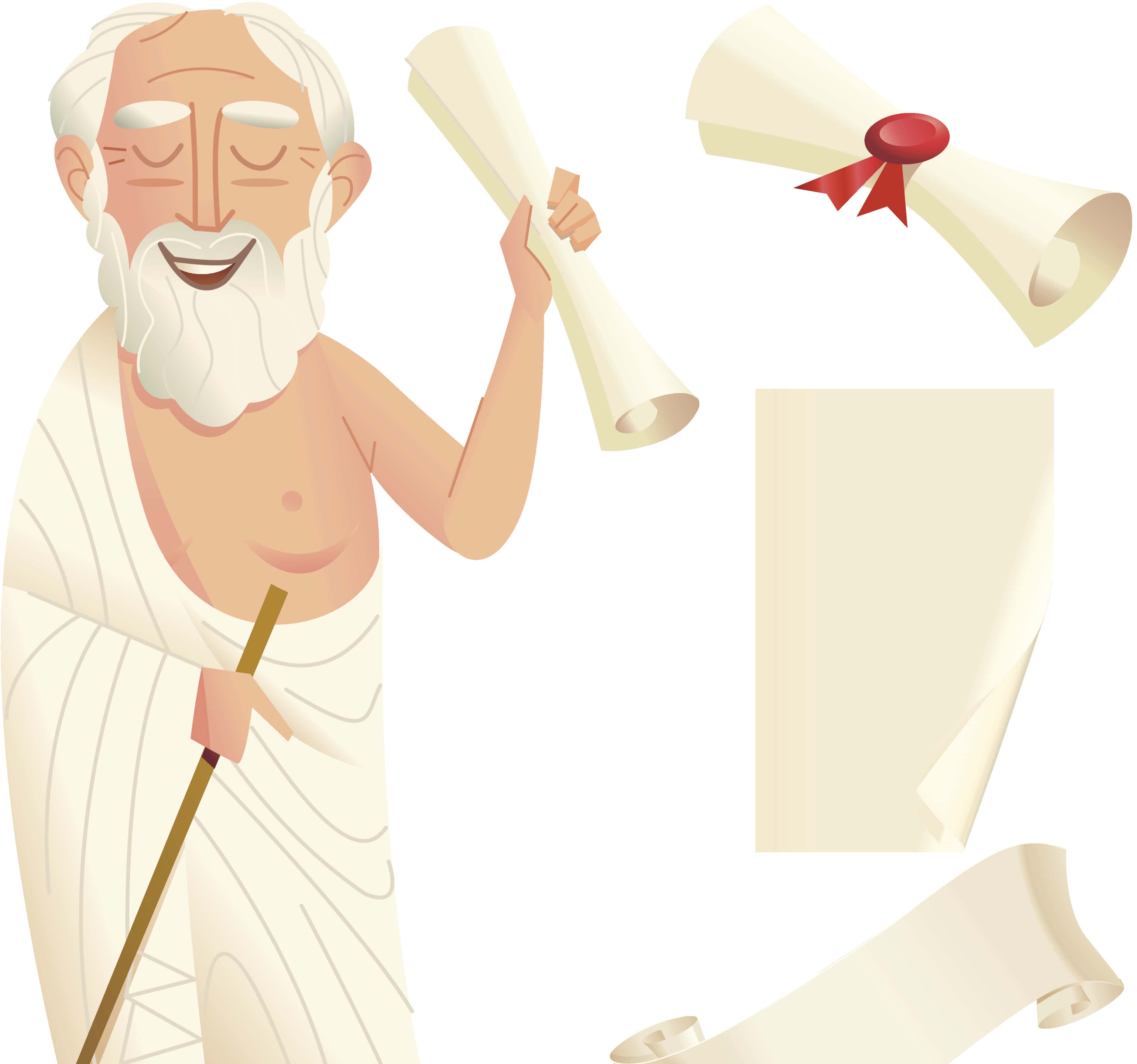 Scrolls and Socrates.