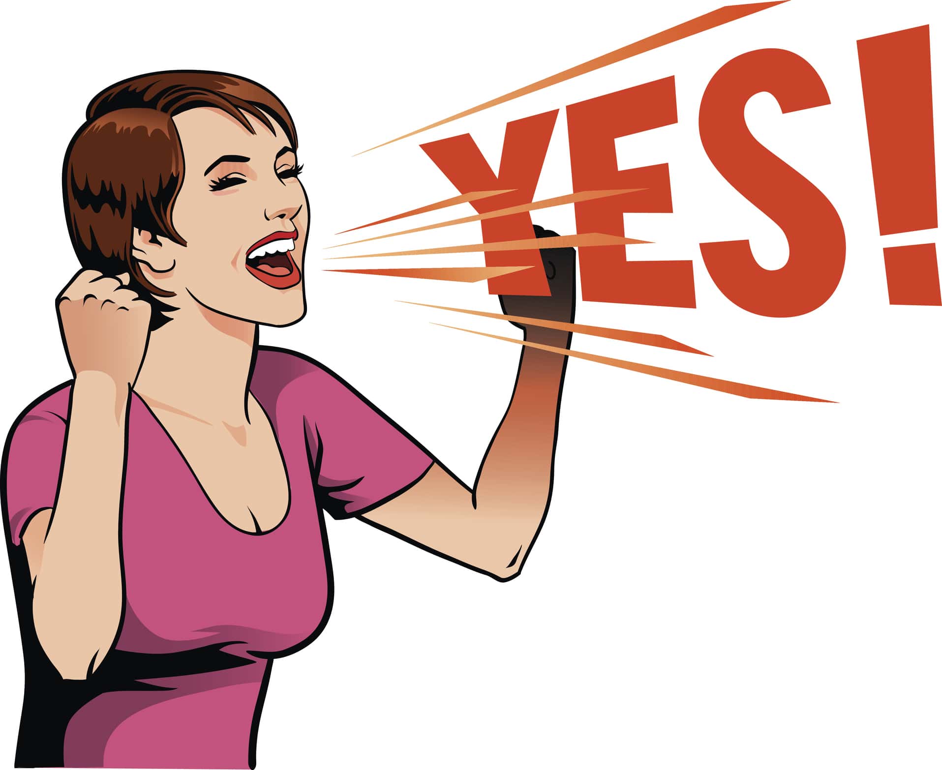 Young Woman Screaming Out Yes.