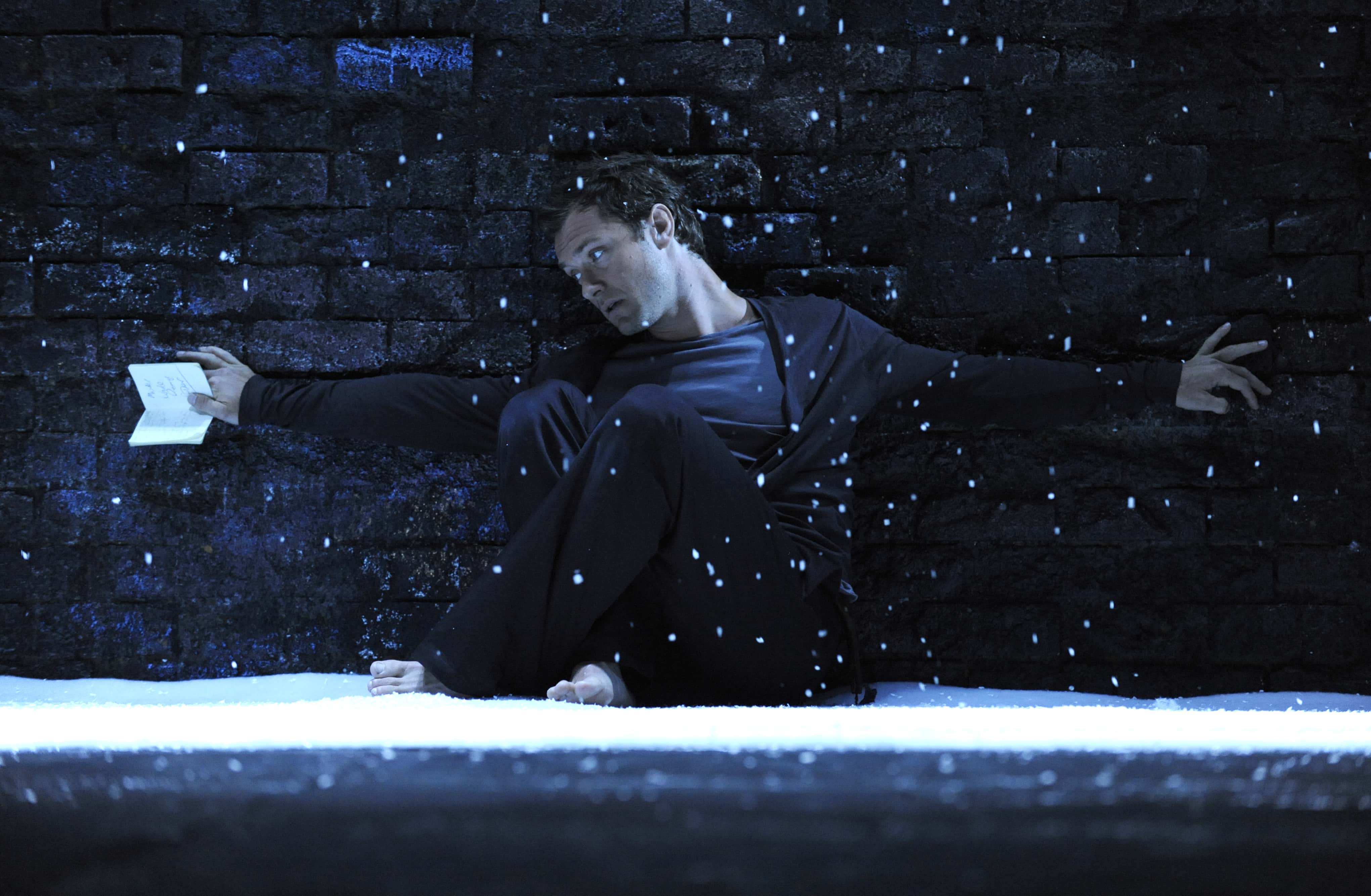 Portrait Photo of Jude Law as Hamlet in the Wyndhams Theatre in London.