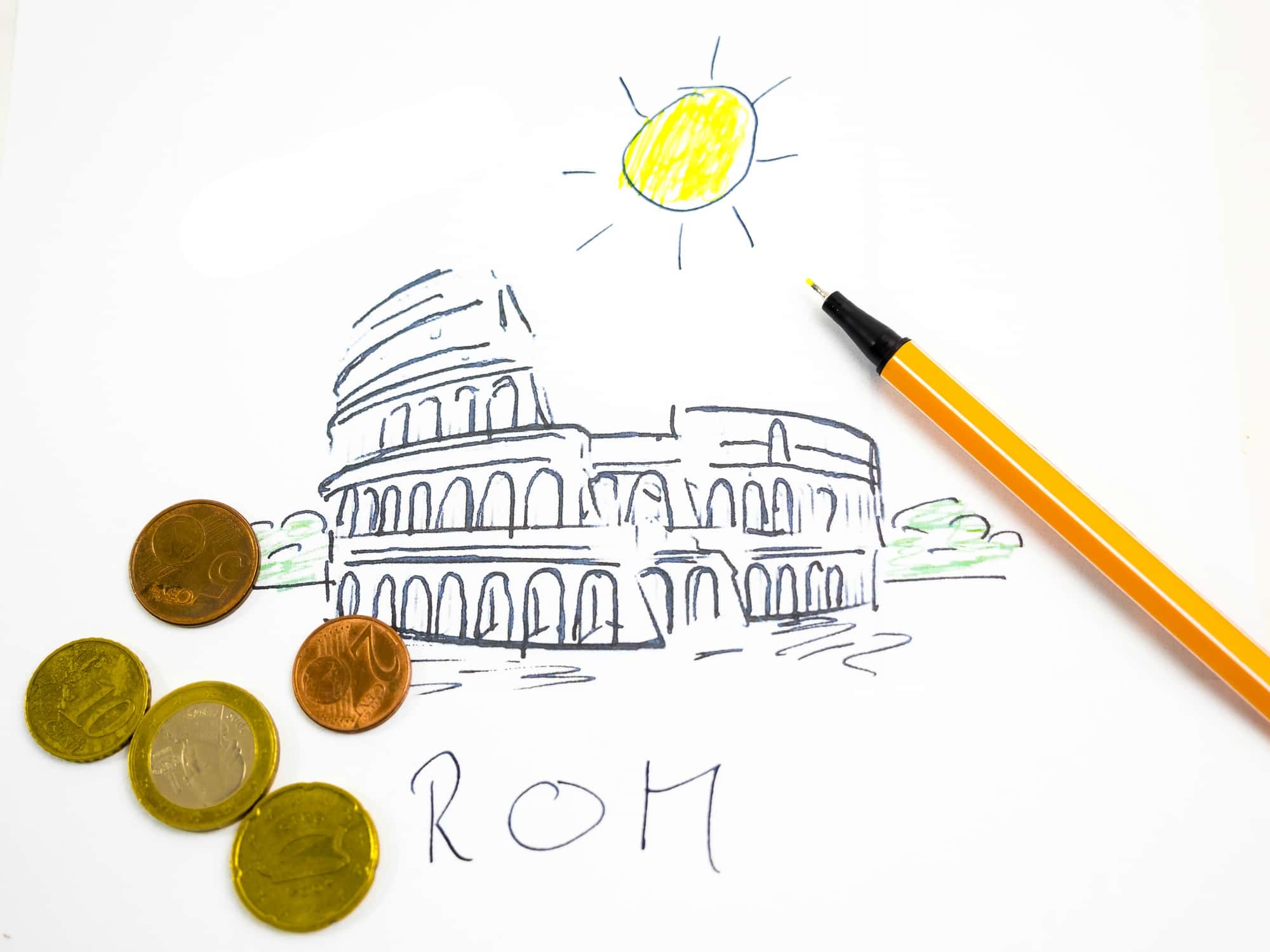 Colosseum in Rome, drawn.