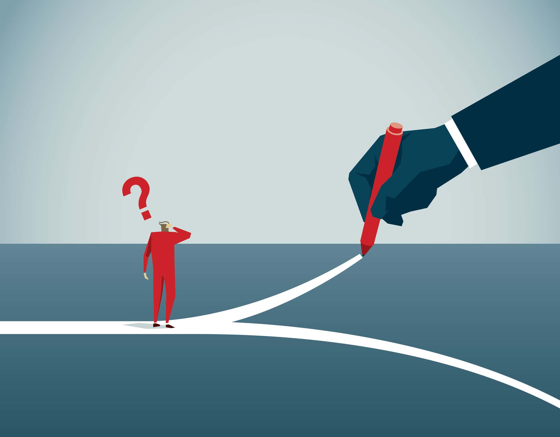 Fork in the road illustration.