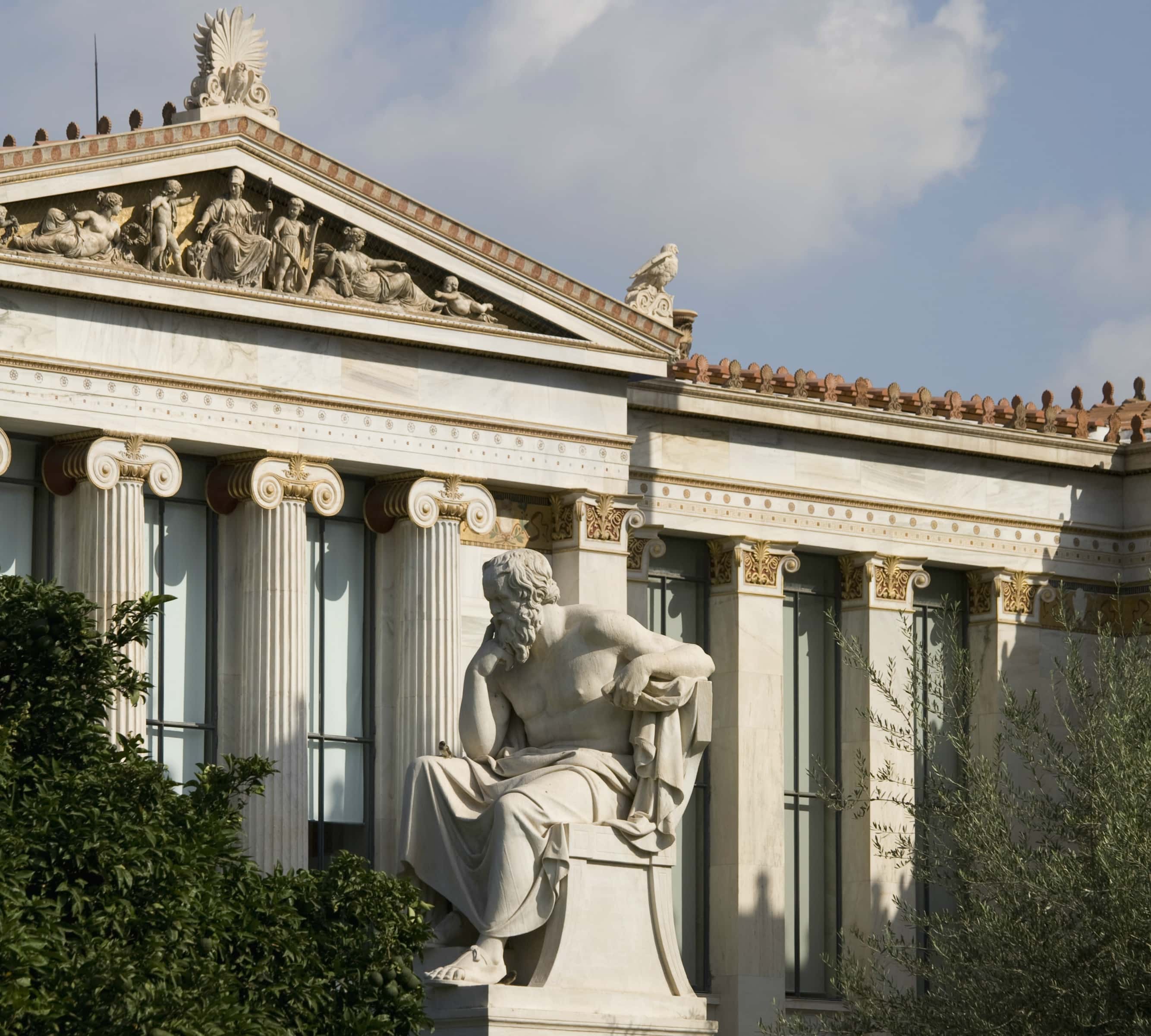 Statue of Socrates and The Academy of Athens. Athens, Greece.