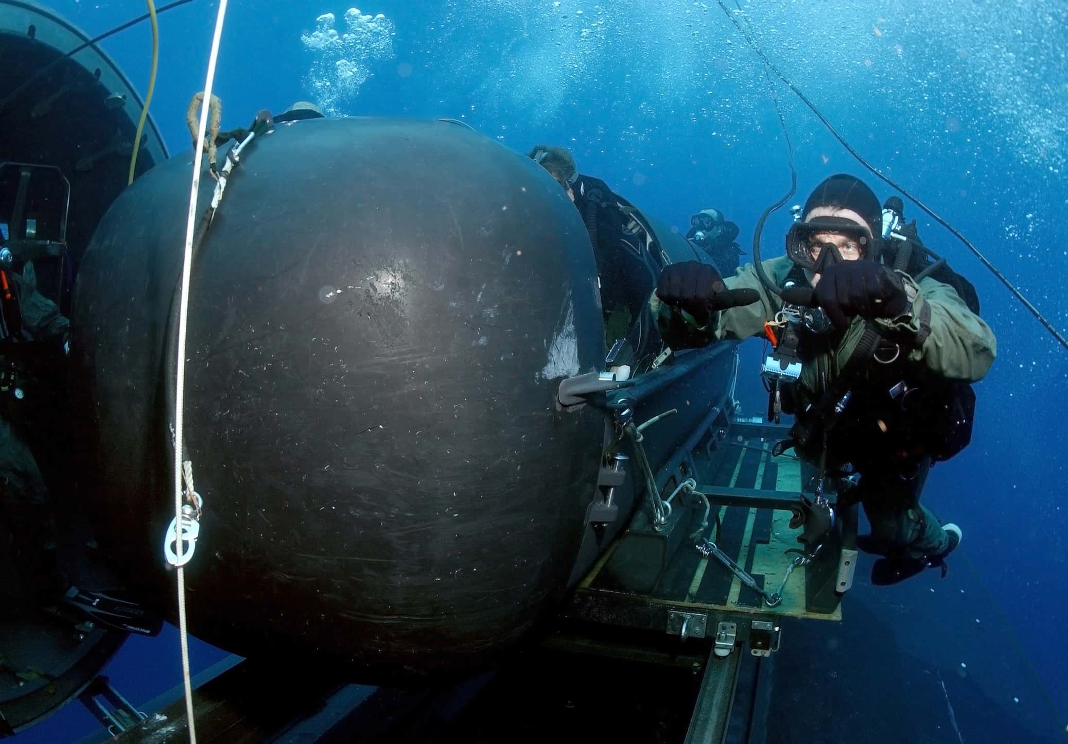 Team prepares to launch one of the team's SEAL Delivery Vehicles, Atlantic Ocean.