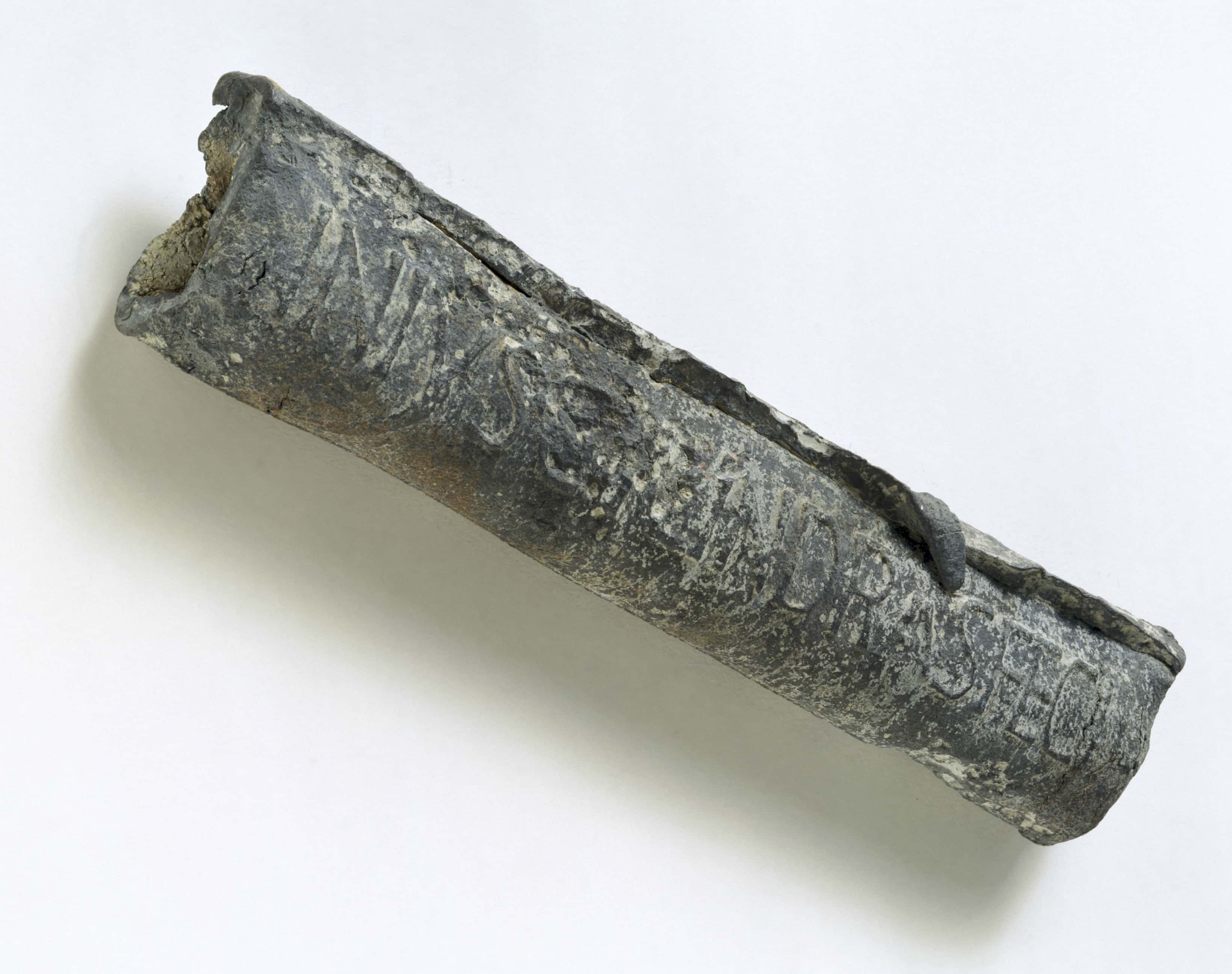 Section of lead water pipe, Roman, 100 BC-200 AD.