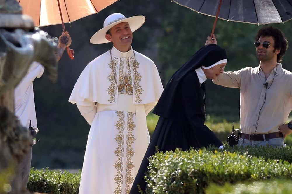 Paolo Sorrentino's "the Pope young" with Jude Law film and Deane Keatone in Rome in August 2015