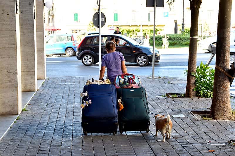 Man pulling luggage