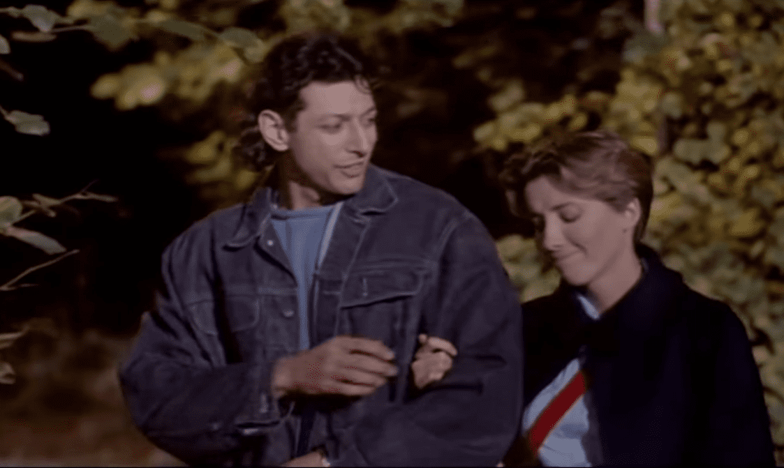 A visually captivating still taken from a pivotal moment in the film The Tall Guy (1989)