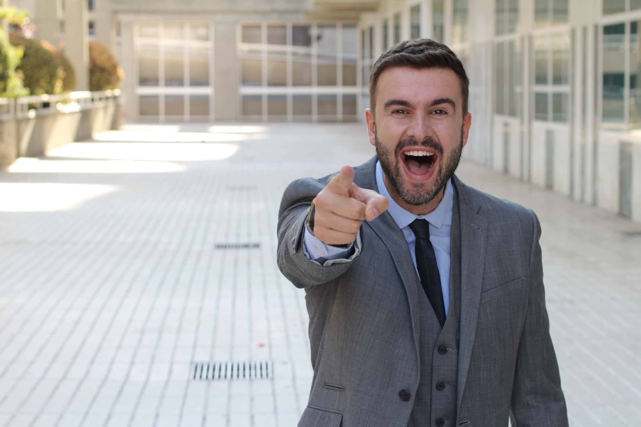 Businessman making fun of you reaction.