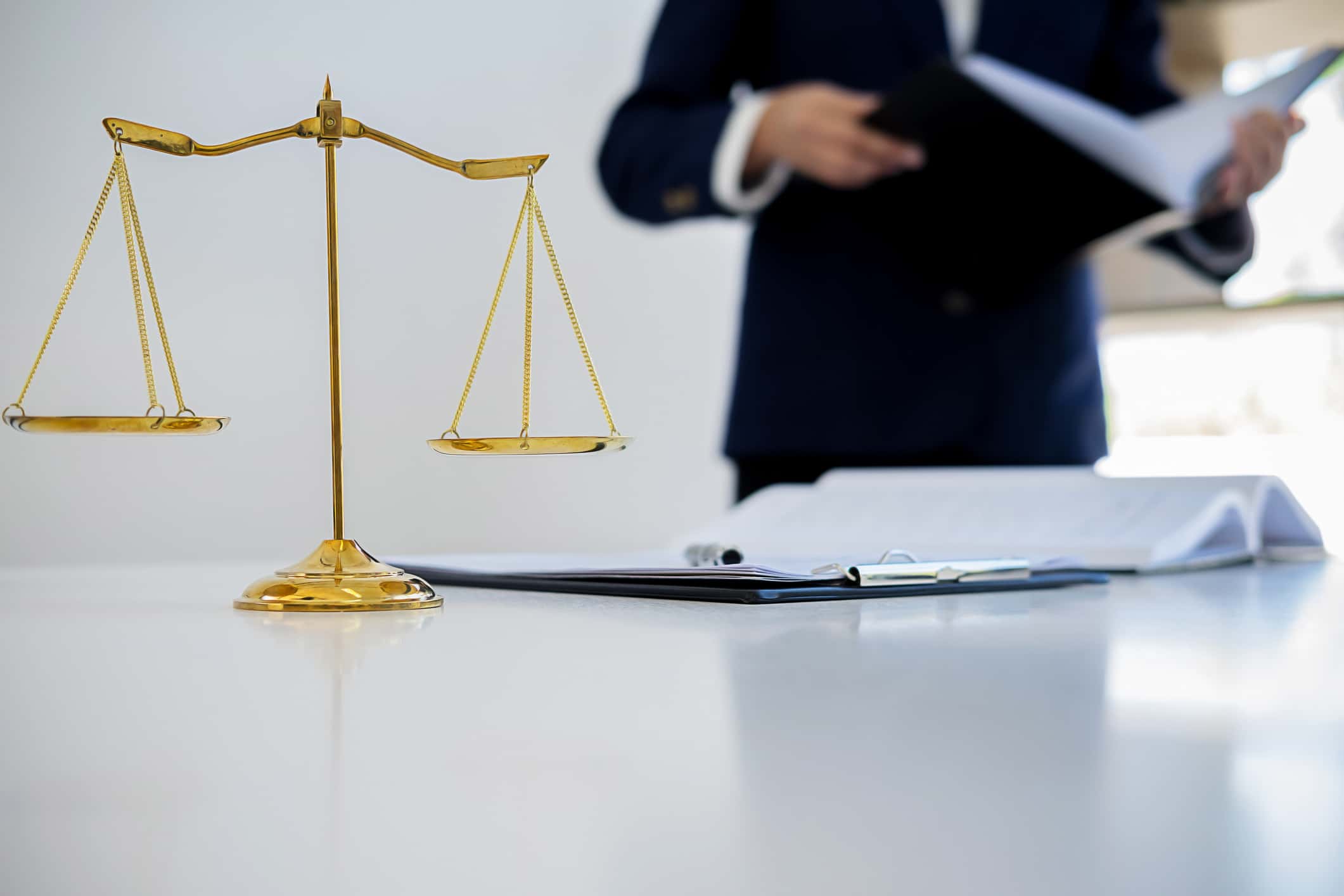 Midsection Of Lawyer In Court Room.