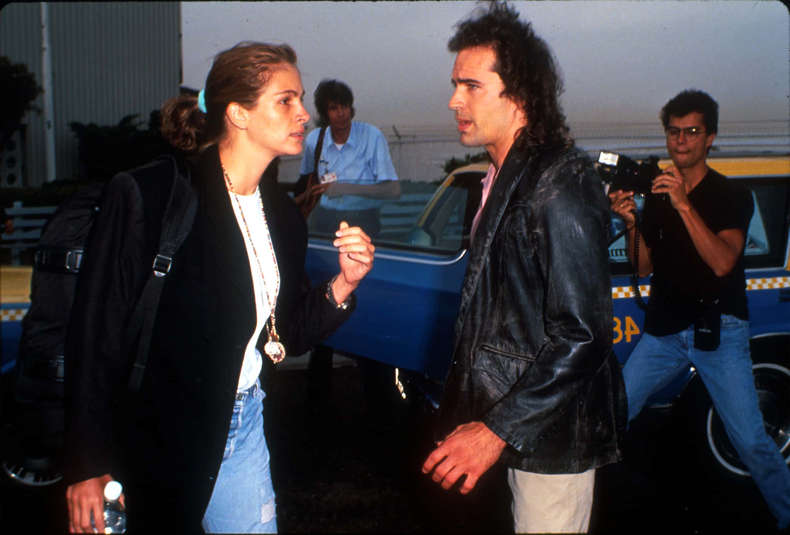 Actress Julia Roberts talks with actor Jason Patric