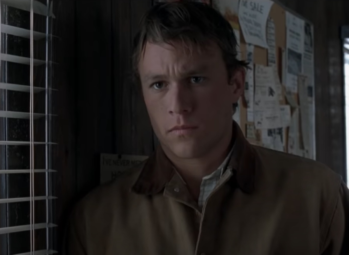 Screenshot: Close up photo of Heath Ledger wearing a jacket