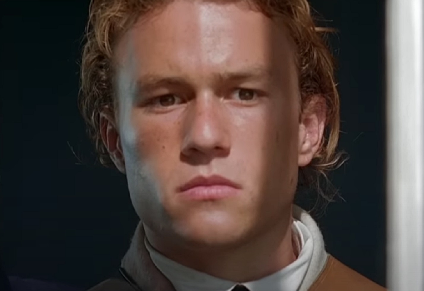 Screenshot: Heath Ledger close up face shot looking upset - from I Am Heath Ledger (2017)