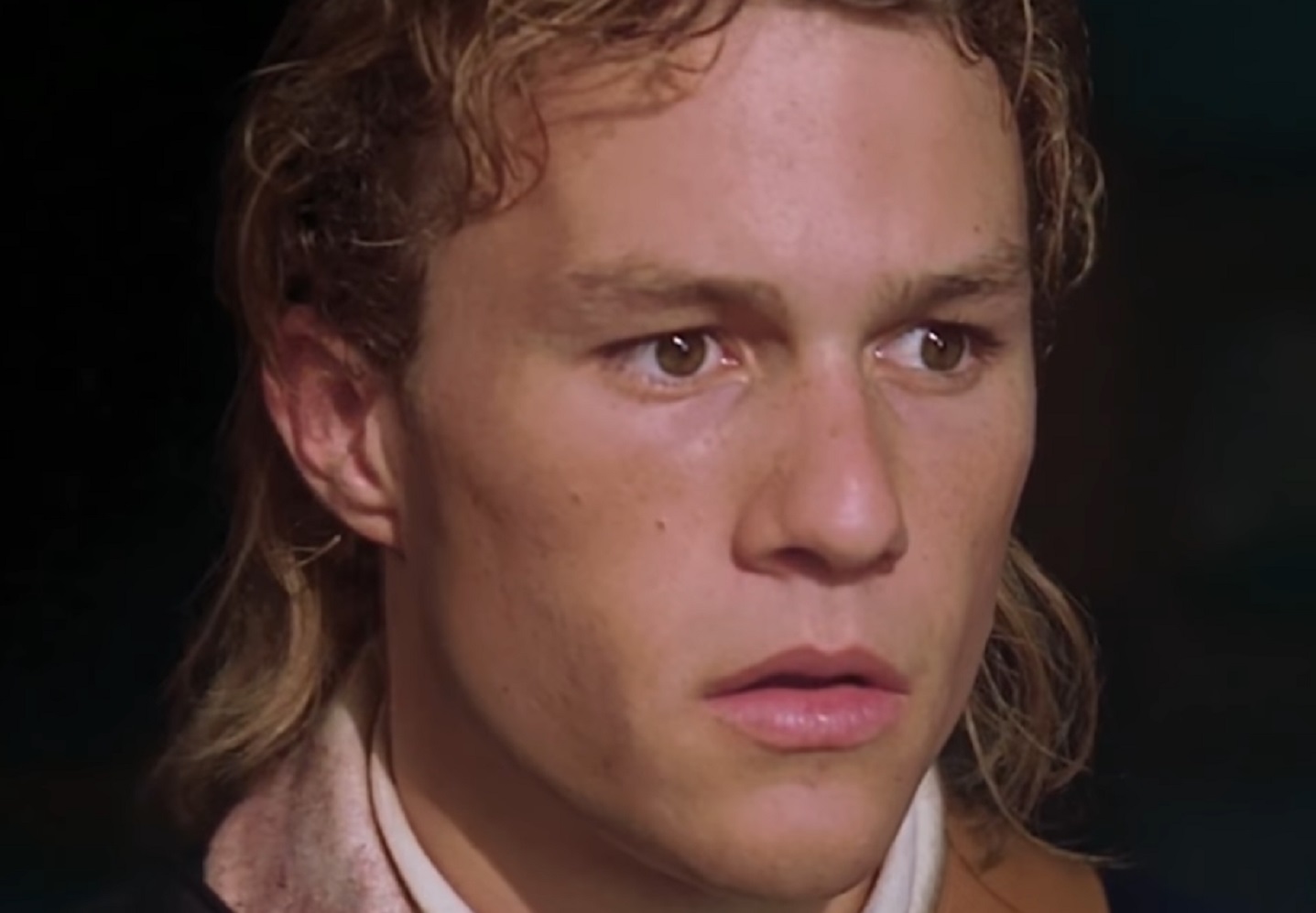 Screenshot: Heath Ledger close up face shot looking upset - from I Am Heath Ledger (2017)