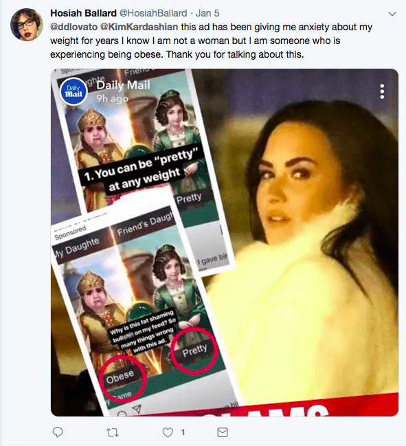 and this seemed at odds with her support of Demi's body positivty