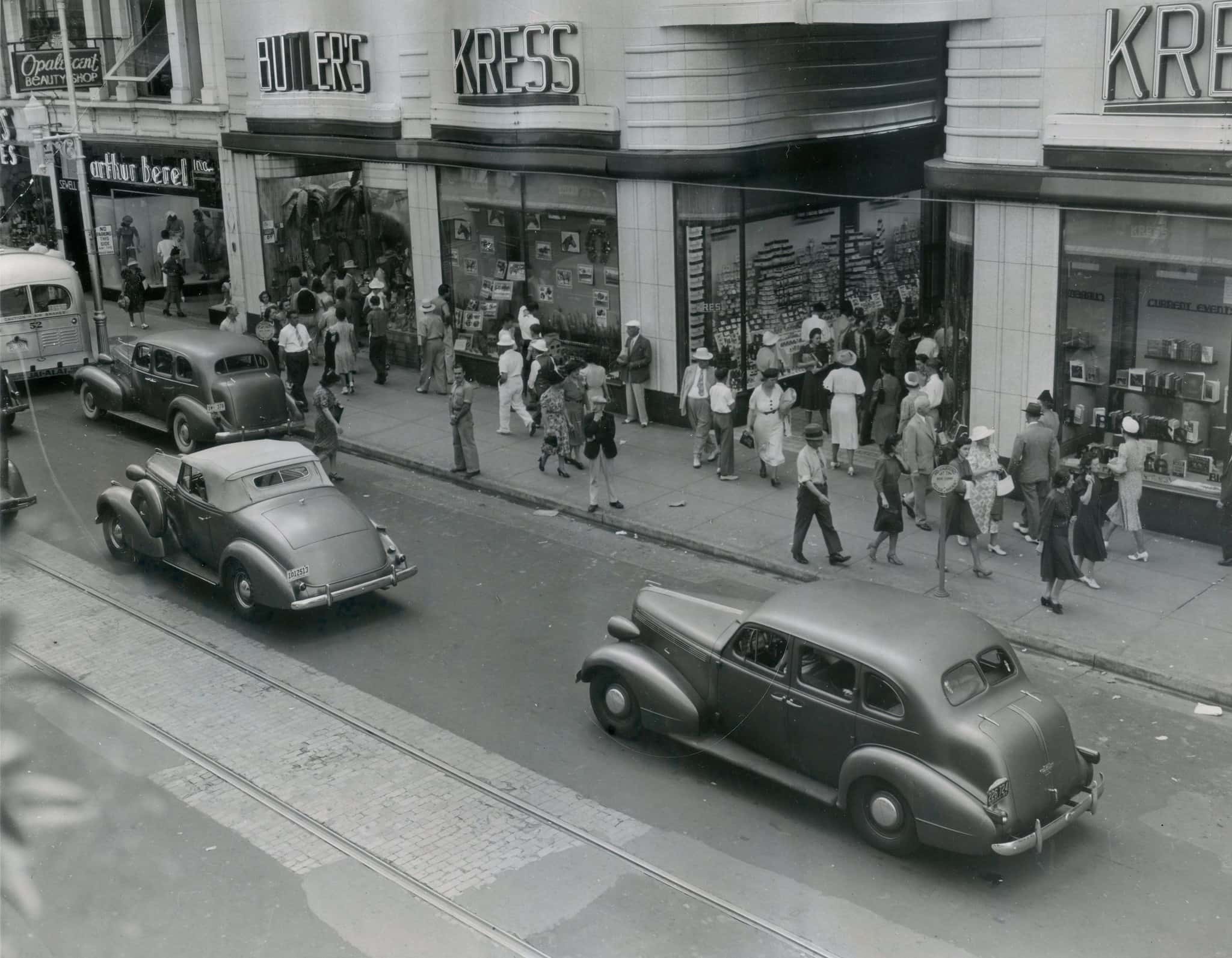 Grayscale Photo of Kress Store Downtown Miami 1940