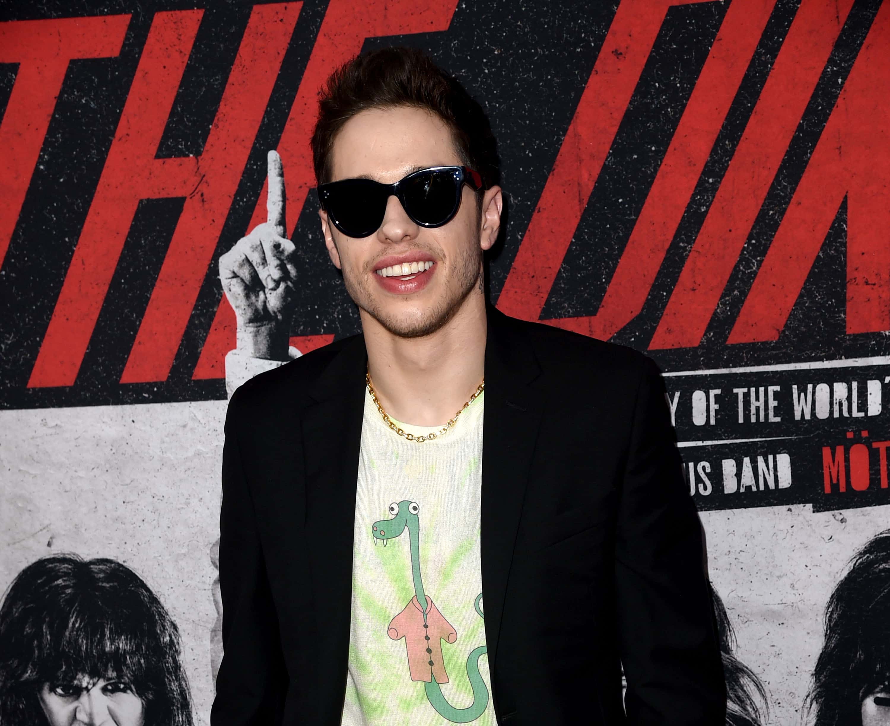 Pete Davidson arrives at the premiere of Netflix's "The Dirt"