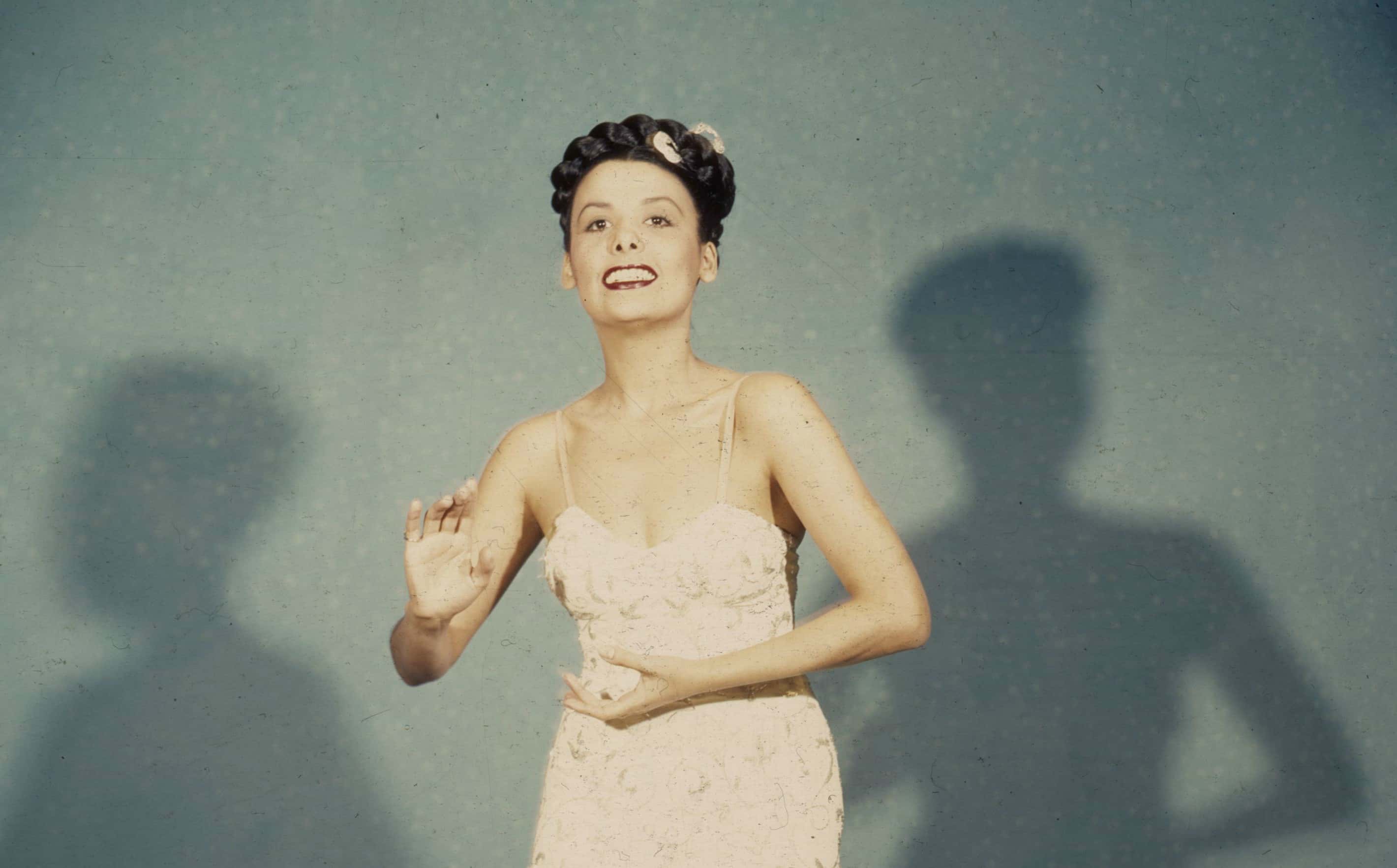 Lena Horne in white dress