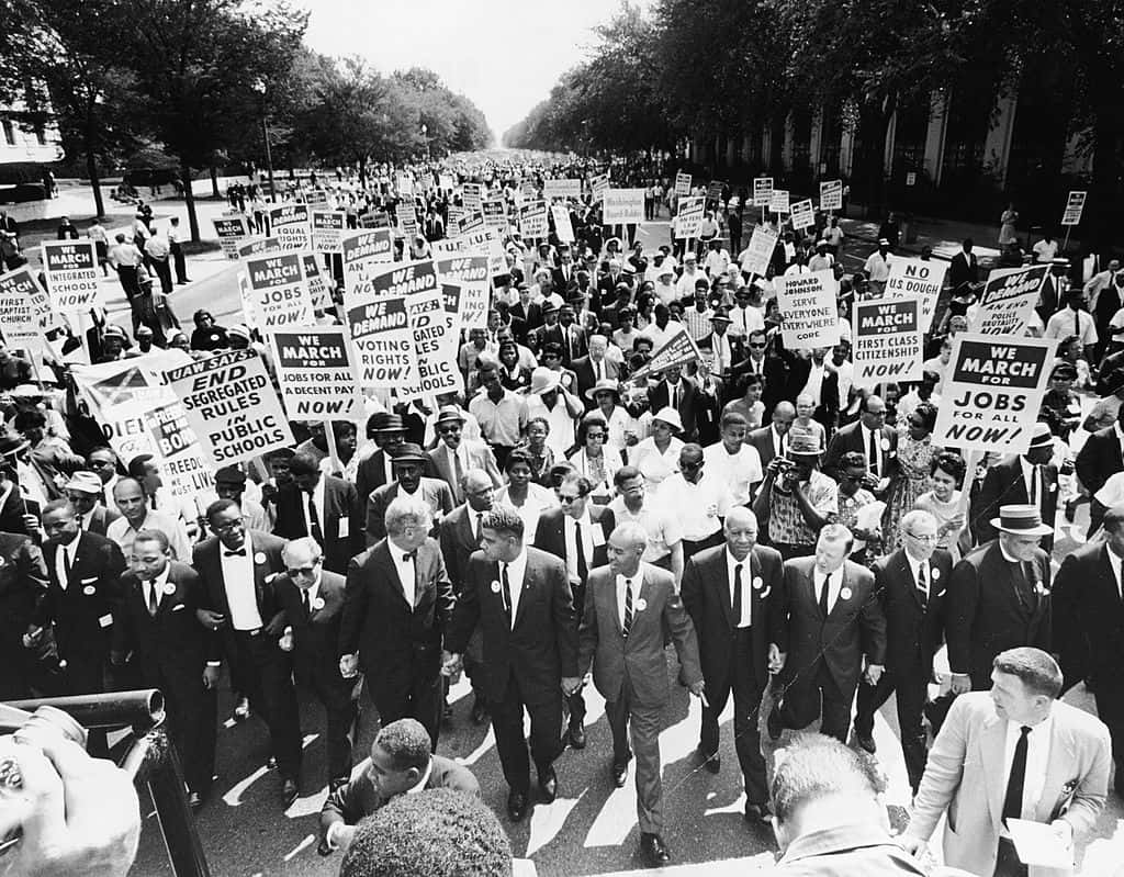 Grayscale Photo of Civil Rights Leaders At The March On Washington 1963