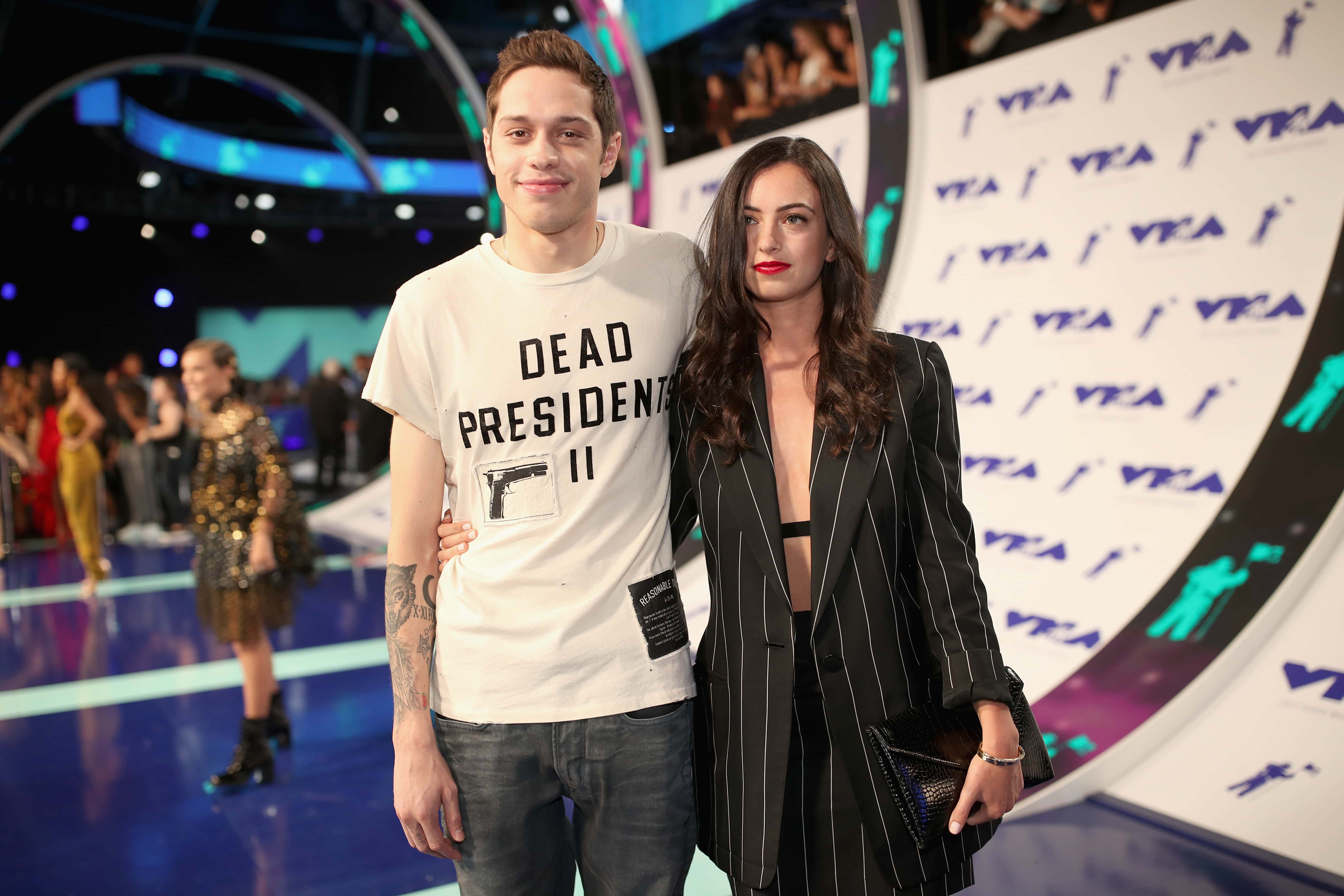 Pete Davidson (L) and Cazzie David attend the 2017 MTV Video Music Awards