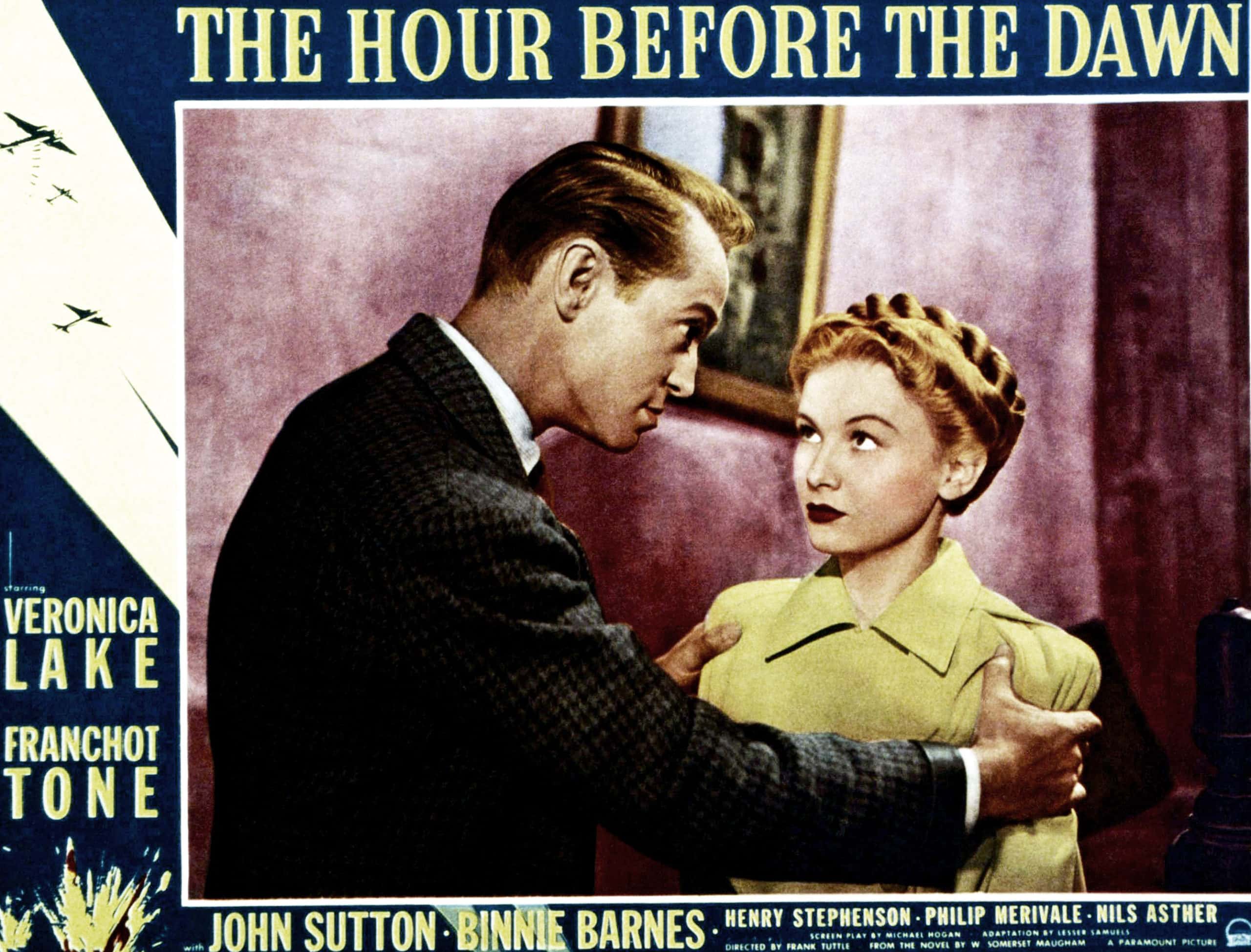 The Hour Before The Dawn, lobbycard, from left, Franchot Tone, Veronica Lake, 1944.