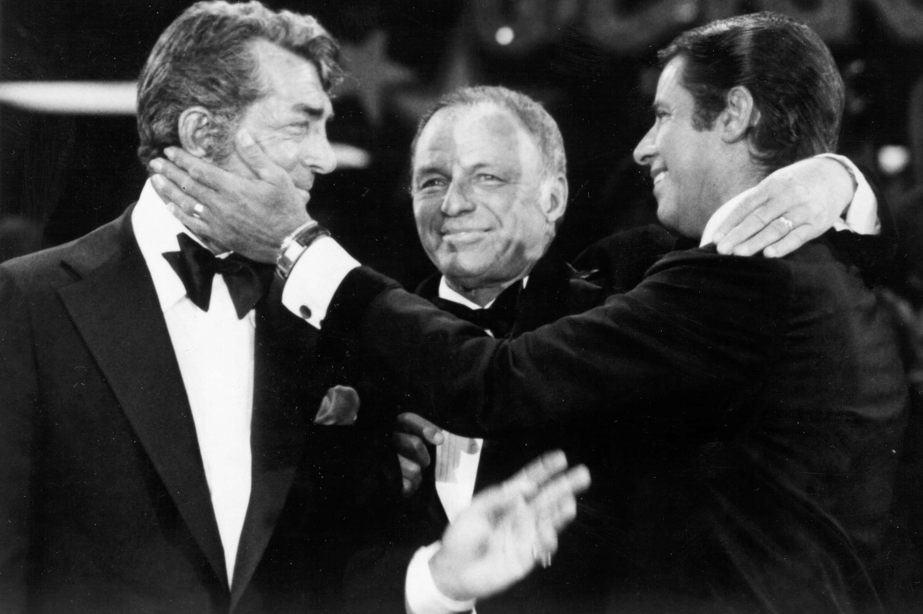 Singers Dean Martin, Frank Sinatra and Jerry Lewis