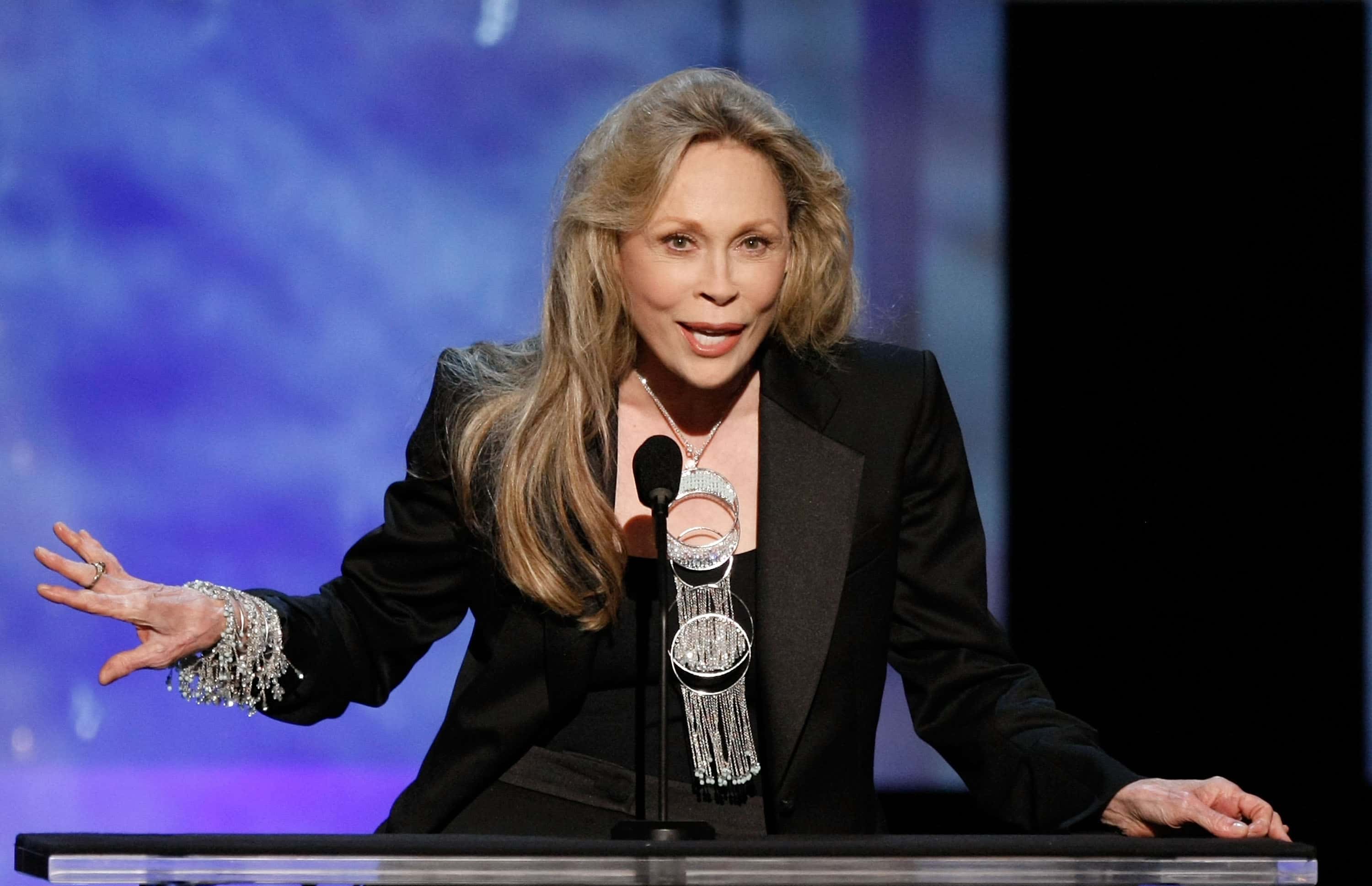 Actress Faye Dunaway speaks
