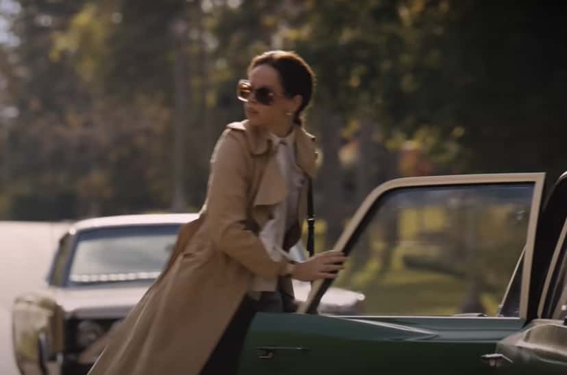 Felicity Jones as Ruth Bader Ginsburg in trench coat
