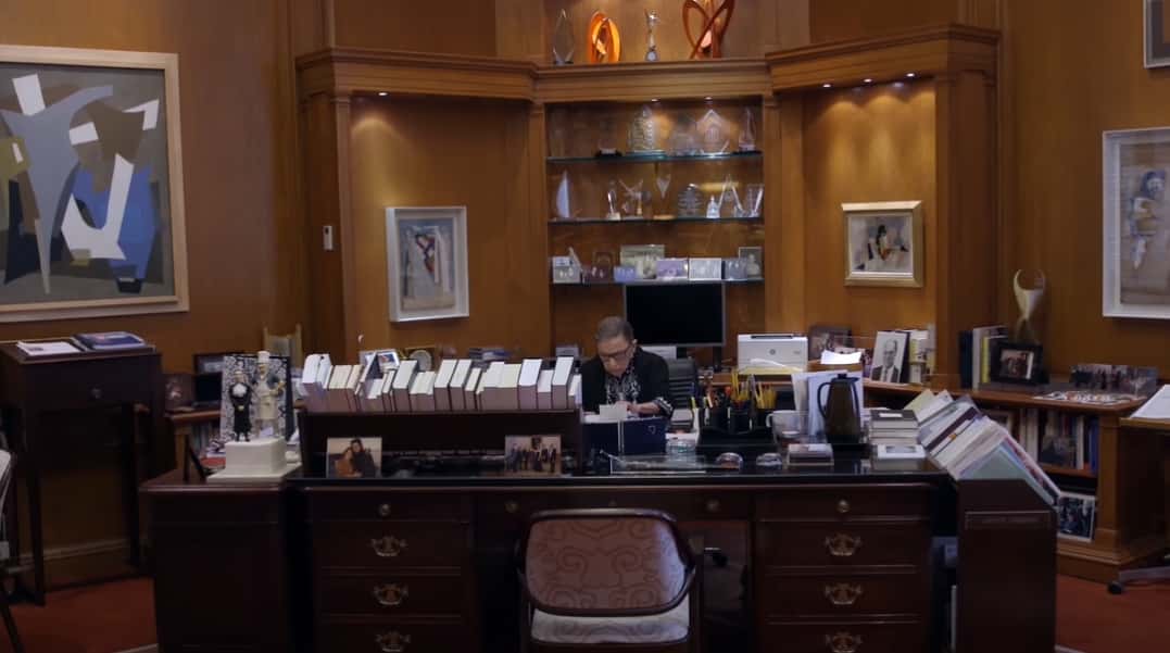 Ruth Bader Ginsburg in office working