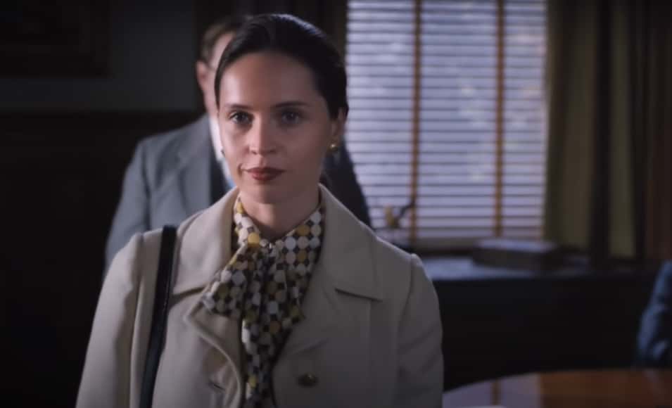 Felicity Jones as Ruth Bader Ginsburg in coat