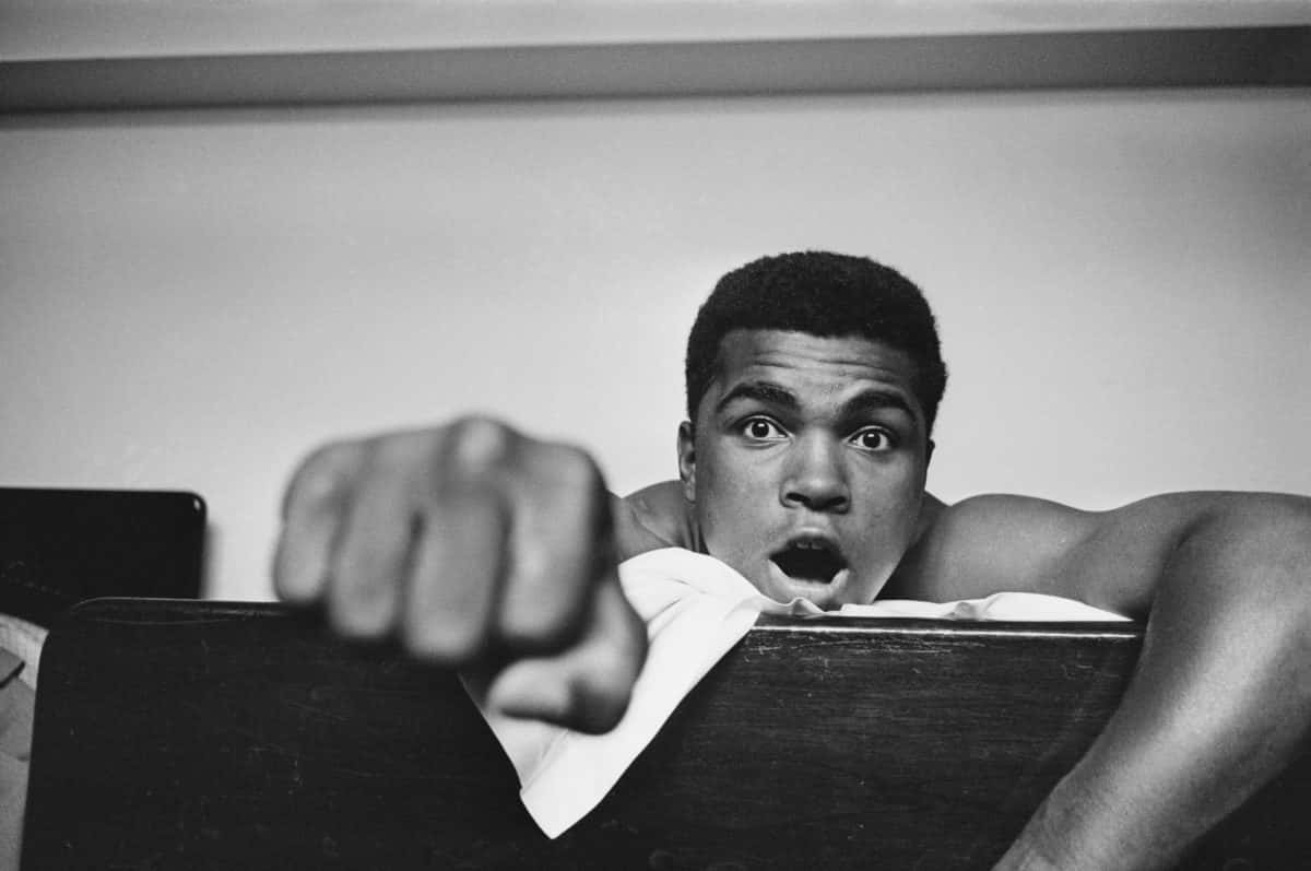 Muhammad Ali making punch at camera - 1963