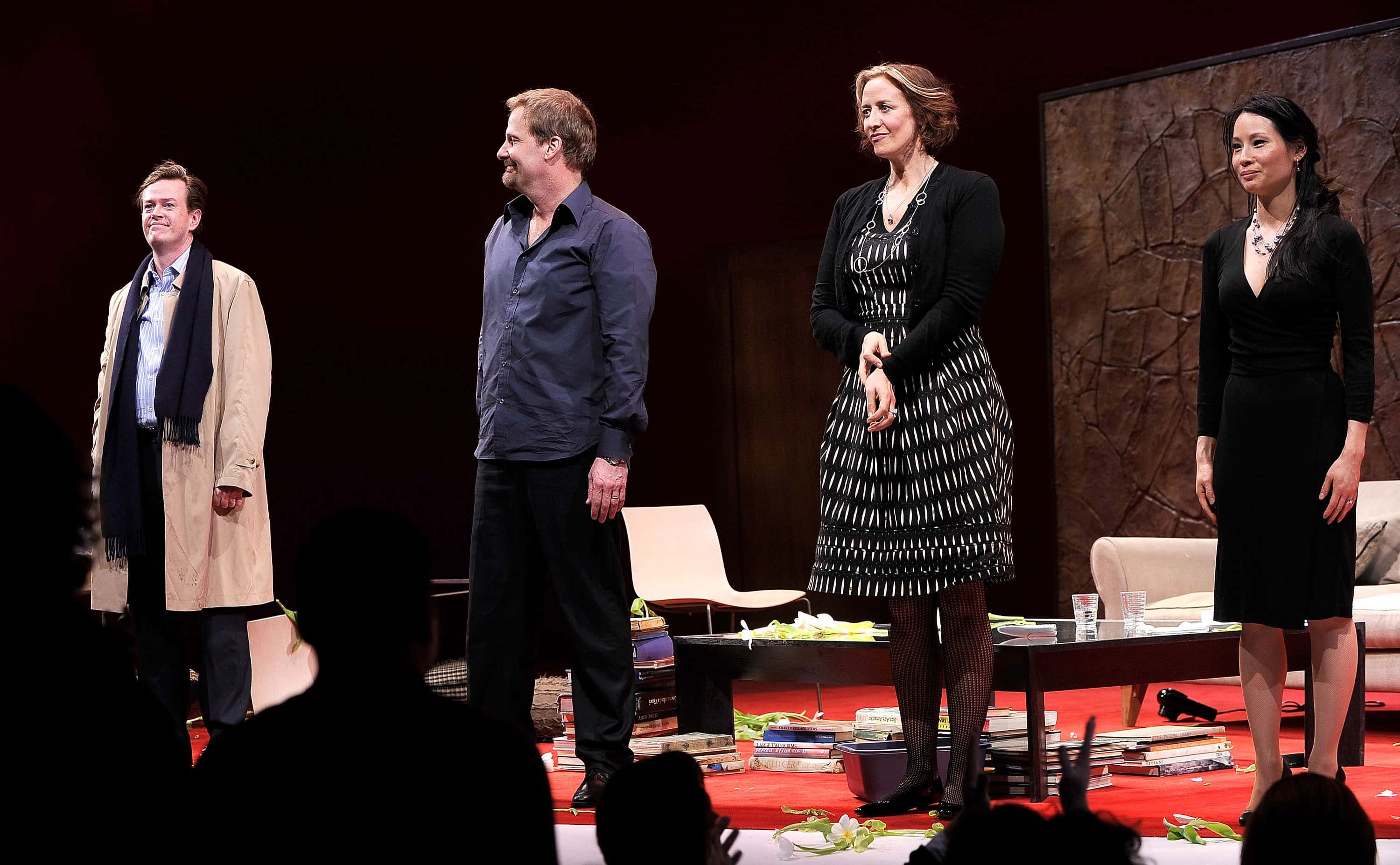 Actors Dylan Baker, Jeff Daniels, Janet McTeer and Lucy Liu take a bow