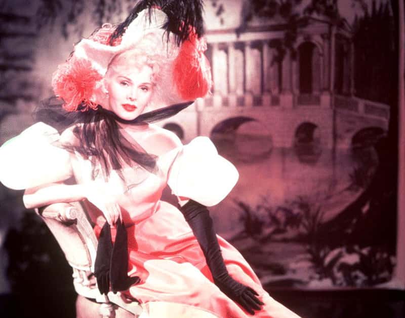 Zsa Zsa Gabor in pink dress