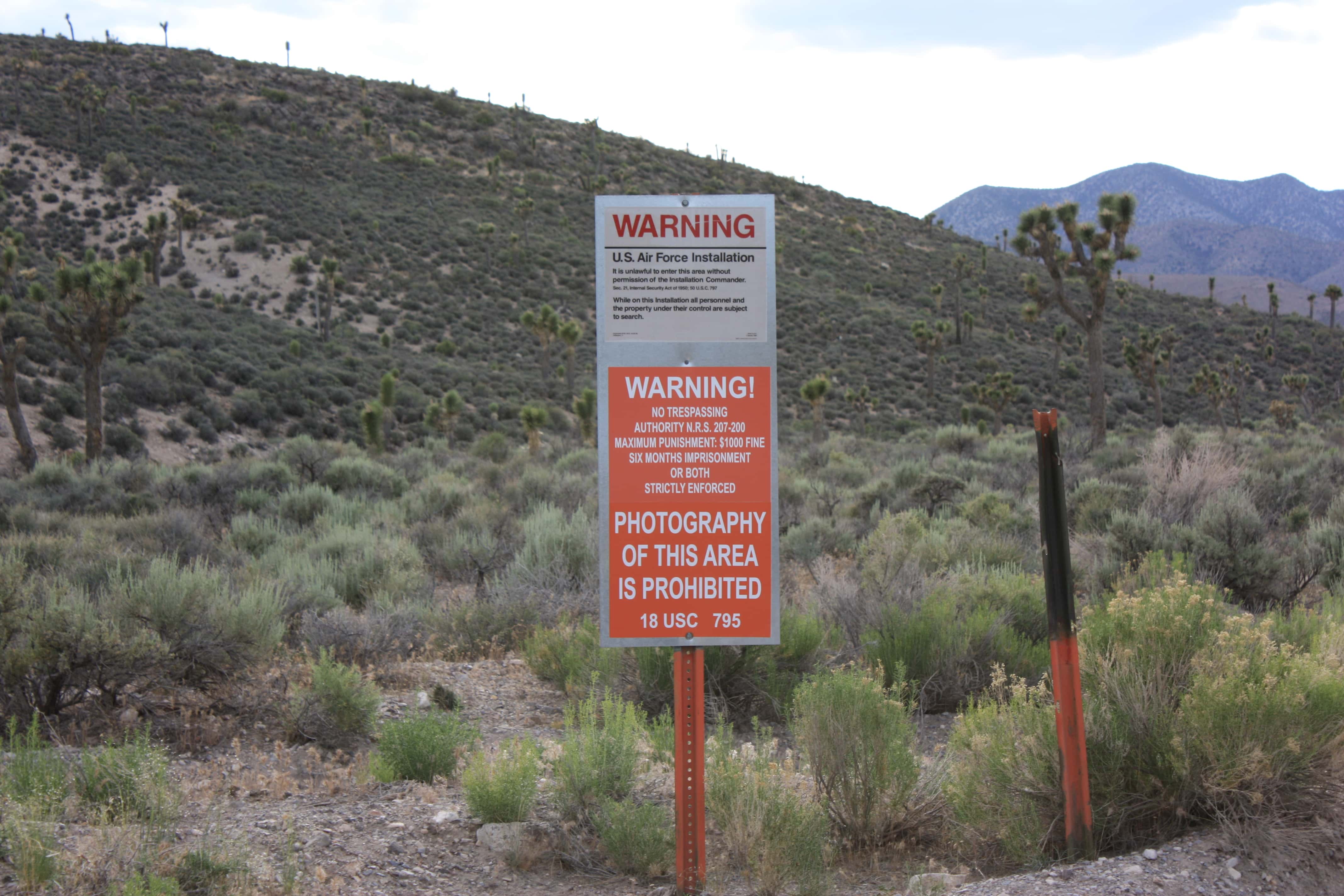 Area 51 Groom Road gate a highly classified United States Air Force (USAF) facility