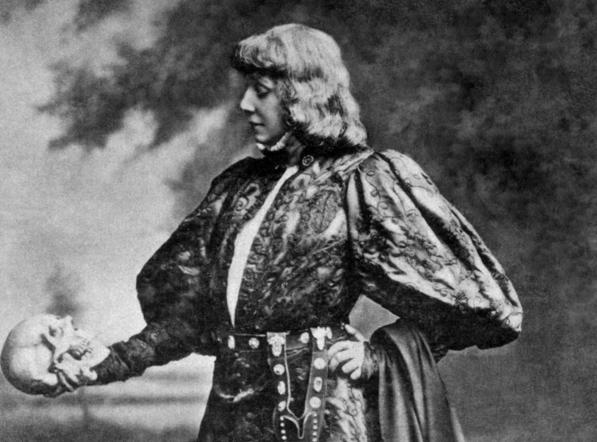 Portrait of Sarah Bernhardt as Hamlet.
