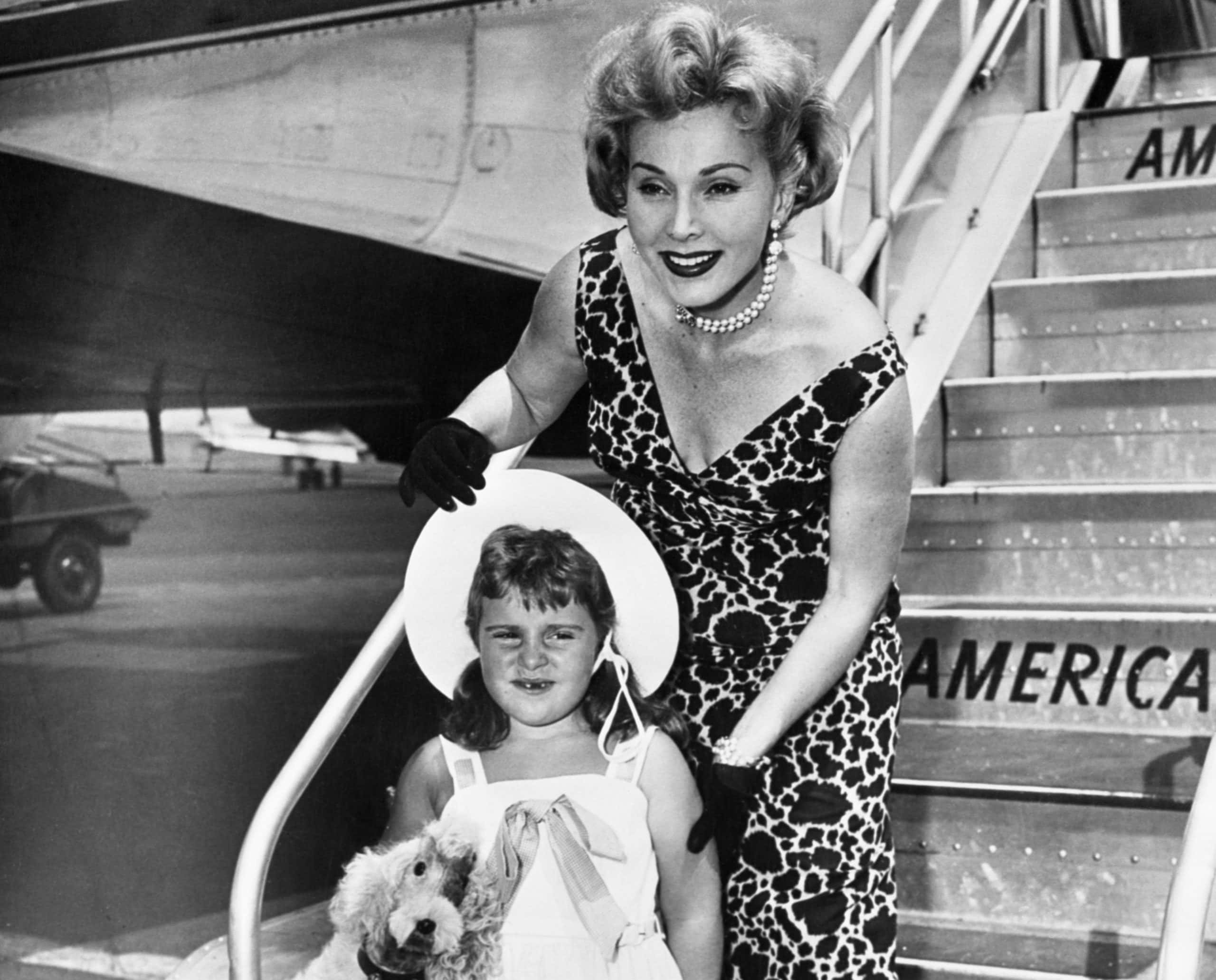 Actress Zsa Zsa Gabor and her daughter Francesca at airport