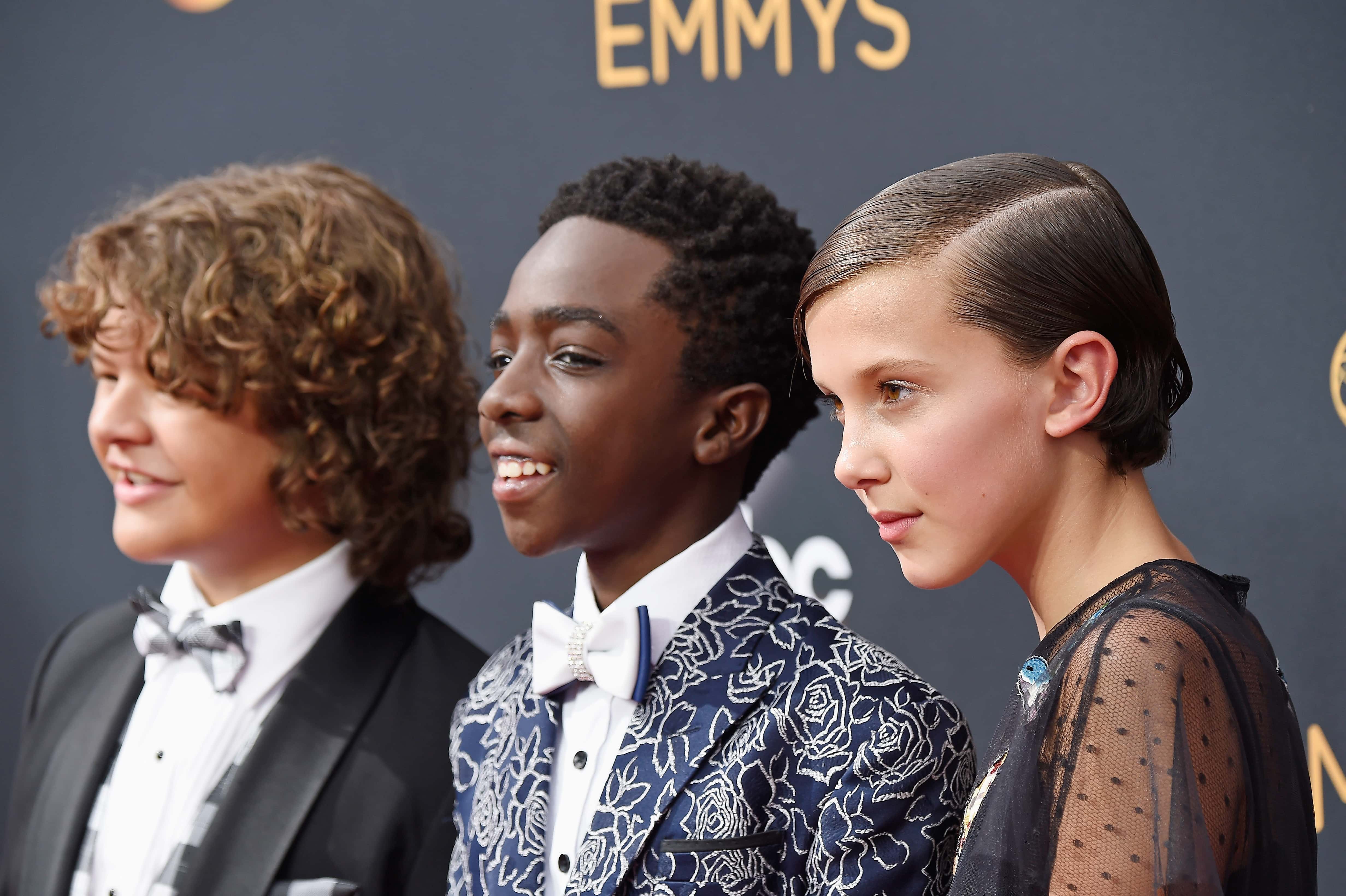 Actors Gaten Matarazzo, Caleb McLaughlin and Millie Bobby Brown