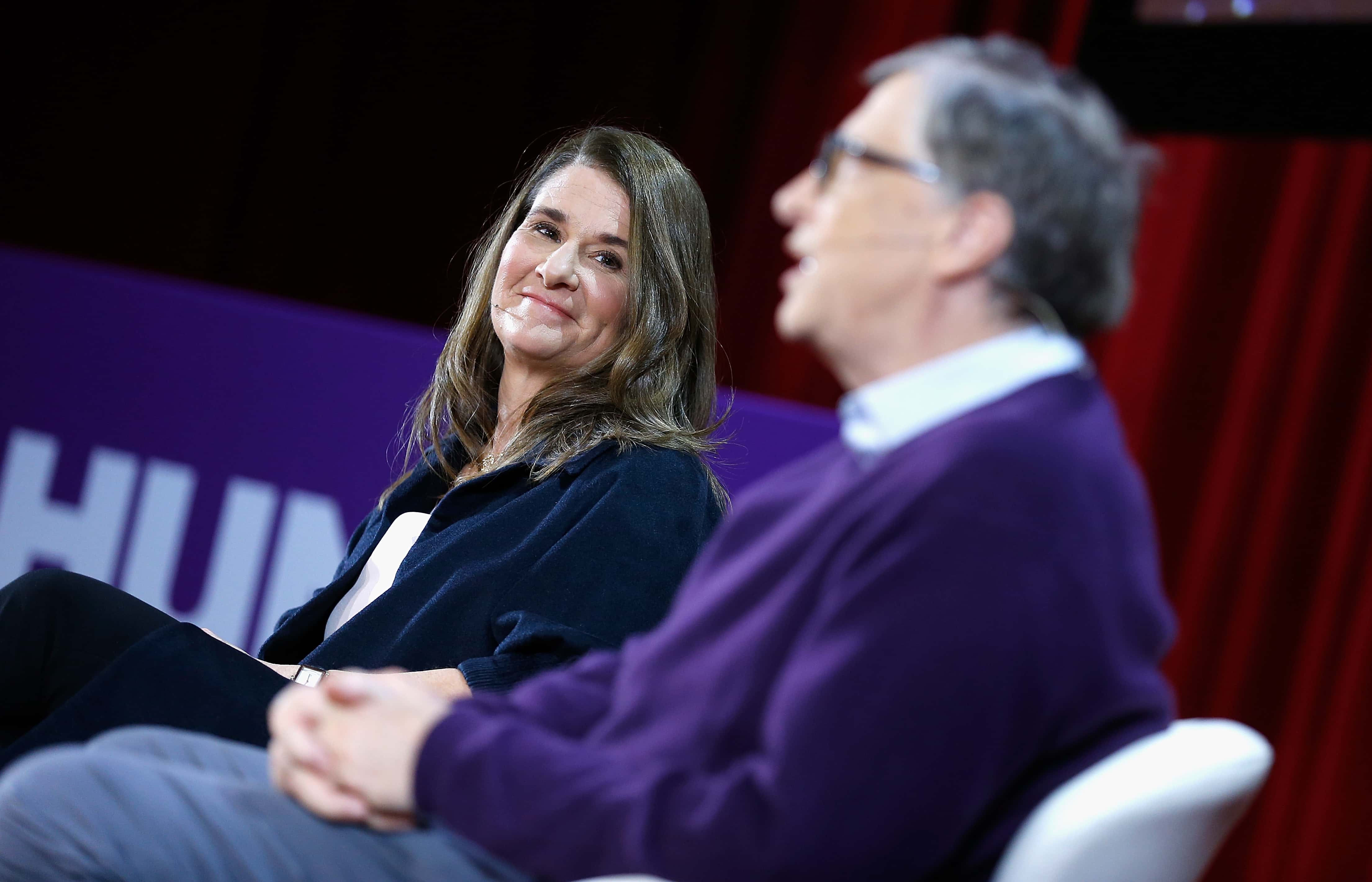 Melinda Gates and Bill Gates speak during the Lin-Manuel Miranda In conversation