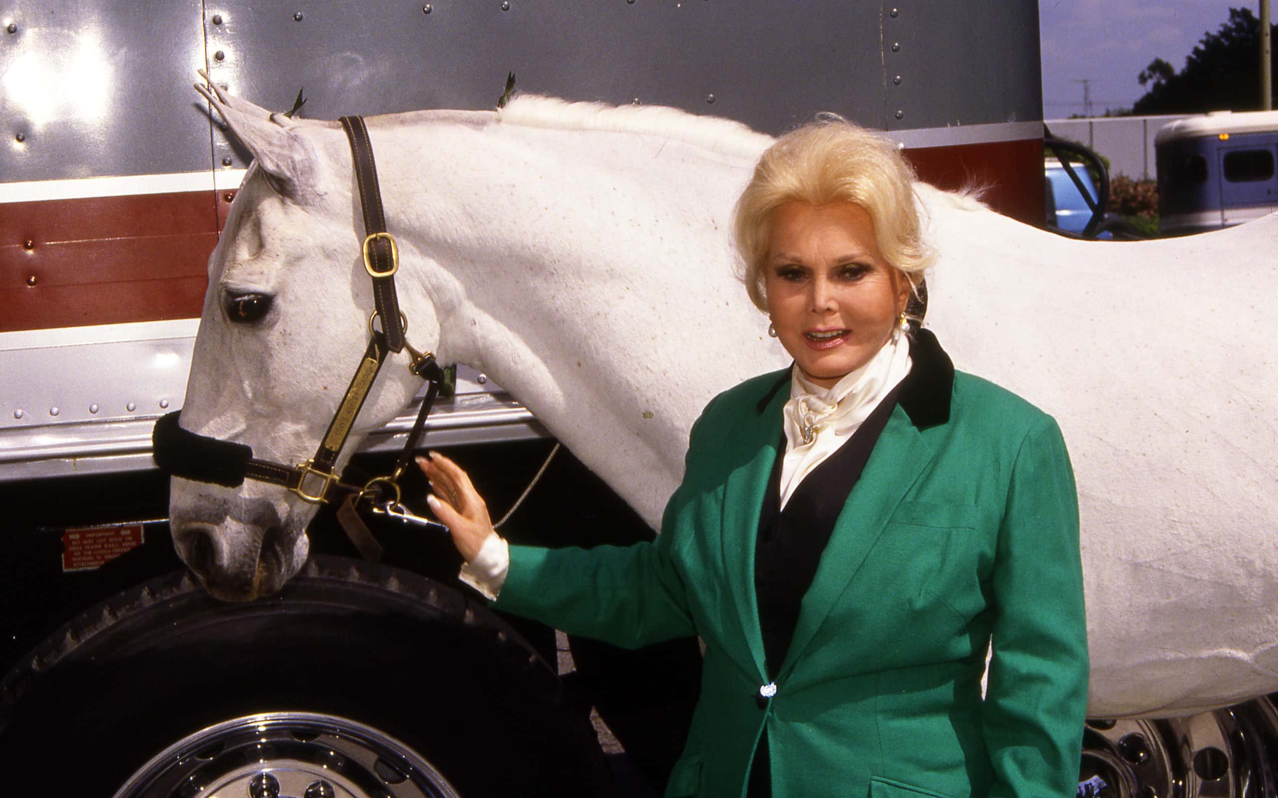 Zsa Zsa Gabor in green