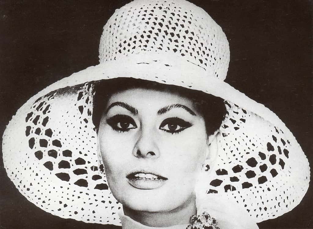 Italian Actress Sophia Loren wearing a hat