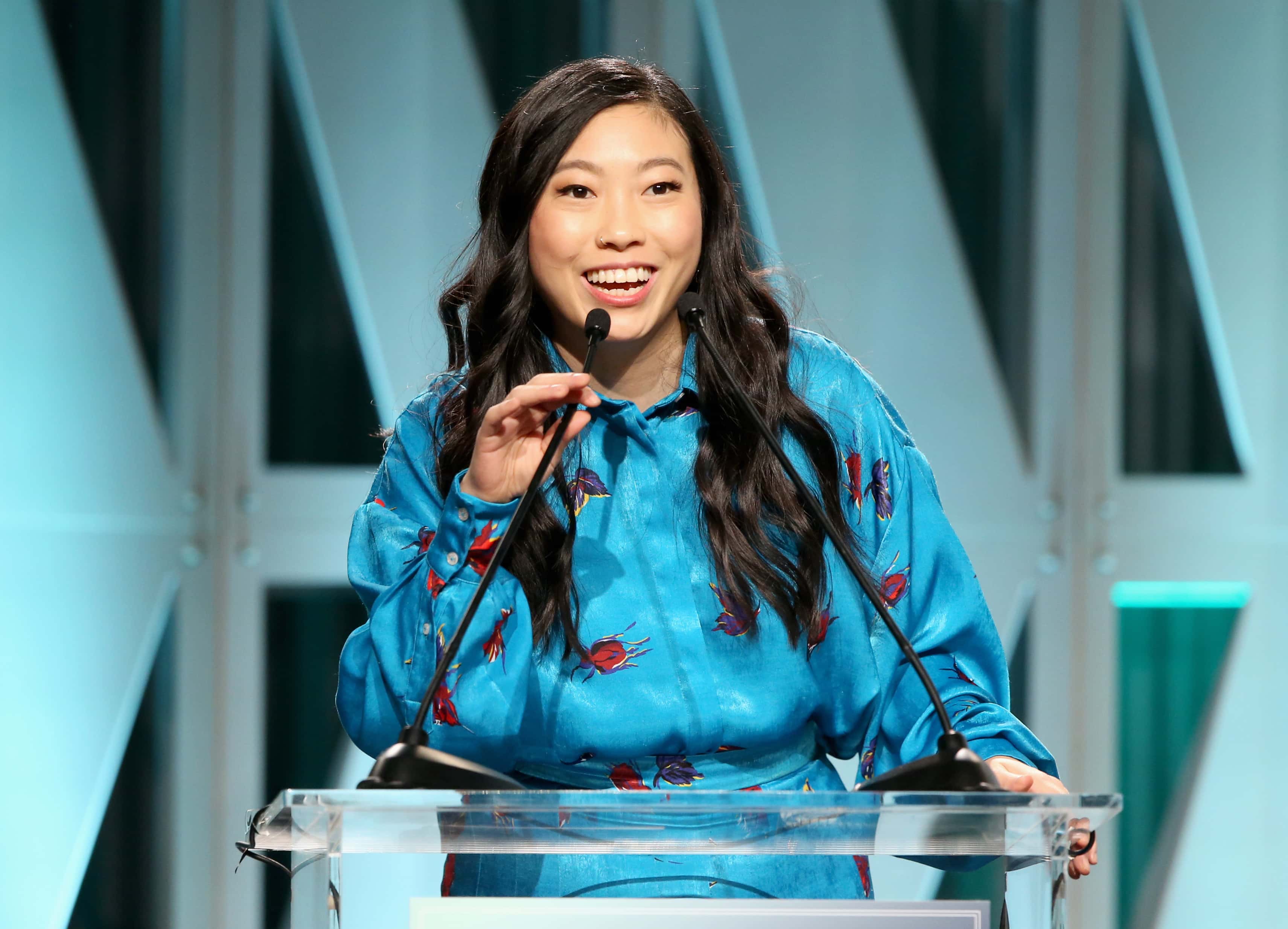Awkwafina speaks onstage during The Hollywood Reporter's Power 100 Women In Entertainment