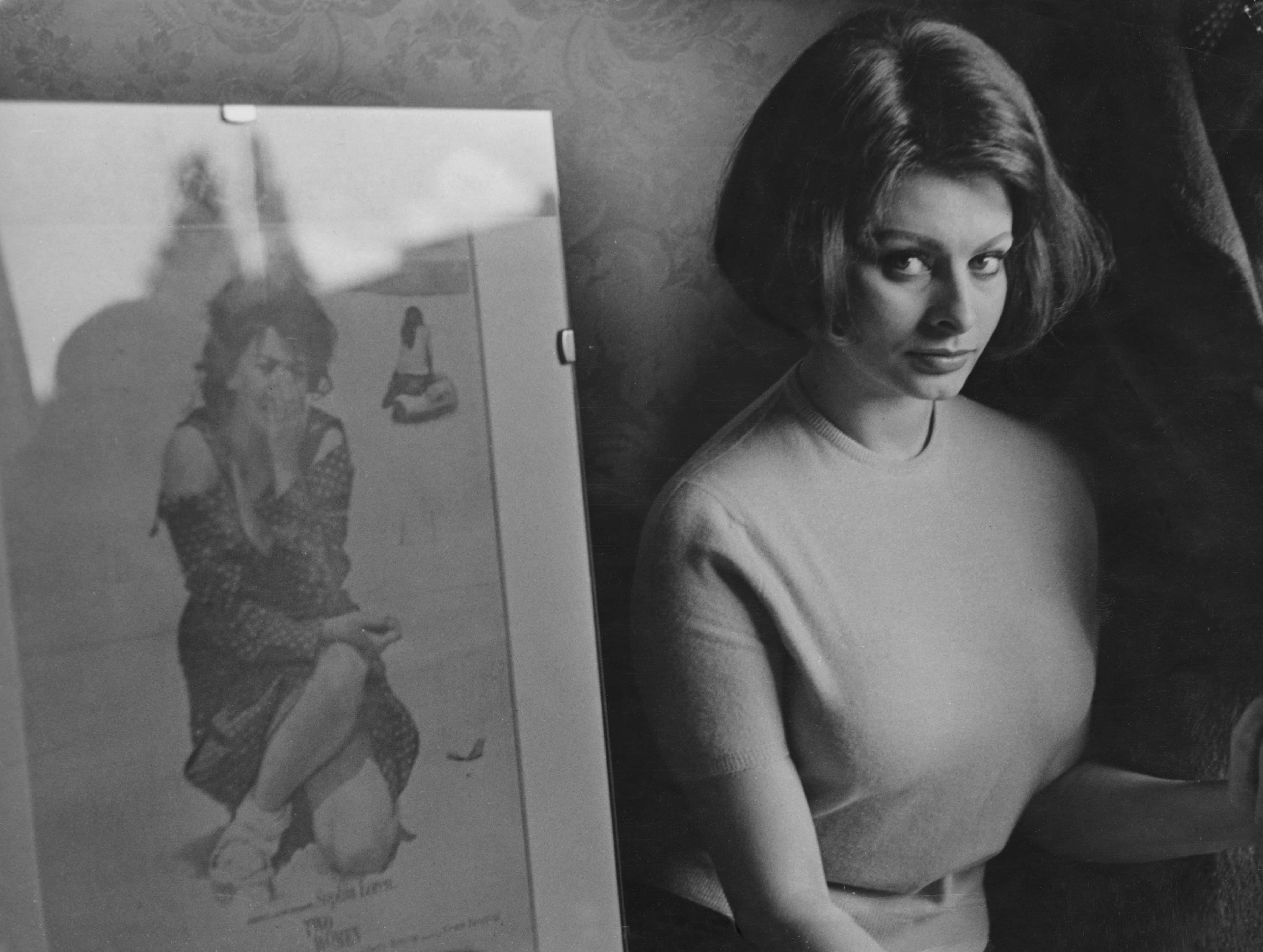 Italian actress Sophia Loren at her home in Rome