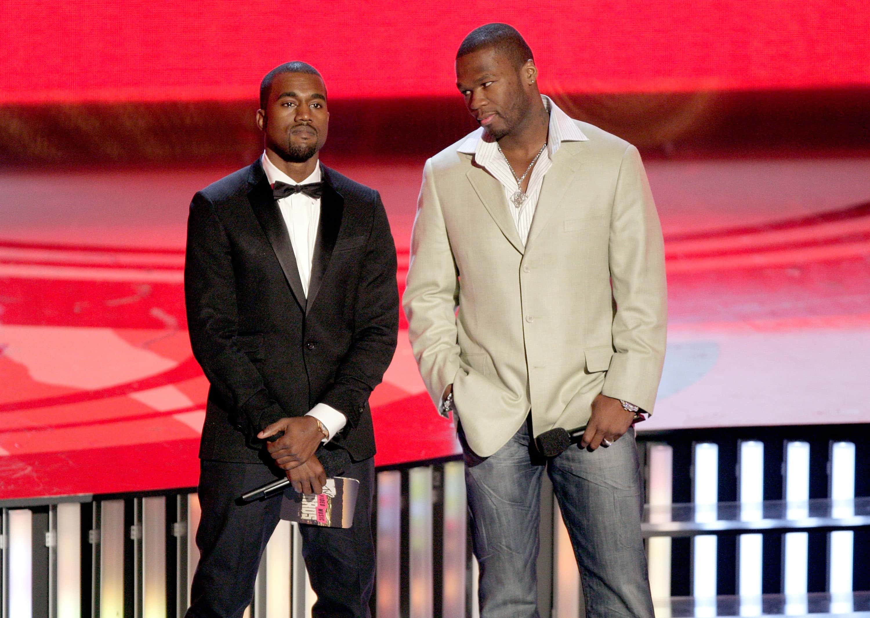 Kanye West (L) and 50 Cent